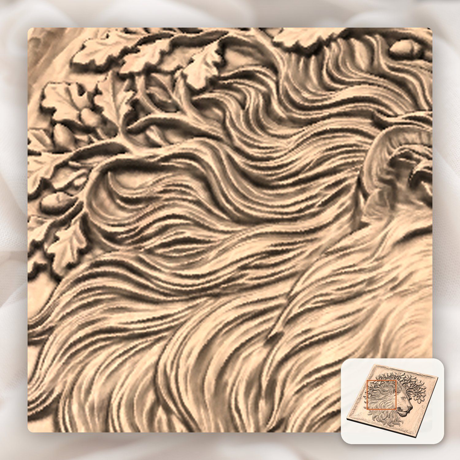 Majestic Lion King Oak Tree Spirit CNC Relief STL bas-relief STL — view 8