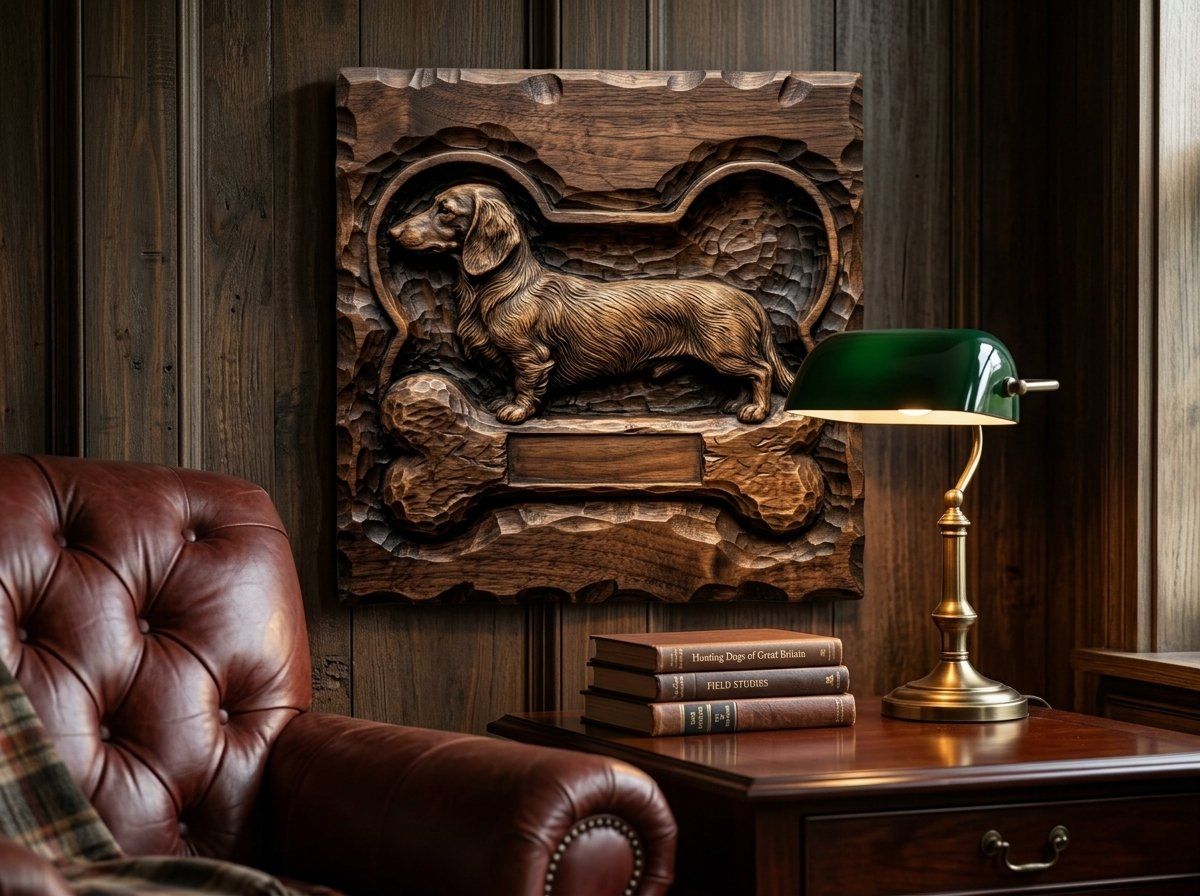 Majestic Long Haired Dachshund Dog Bone CNC Relief STL bas-relief STL — view 13