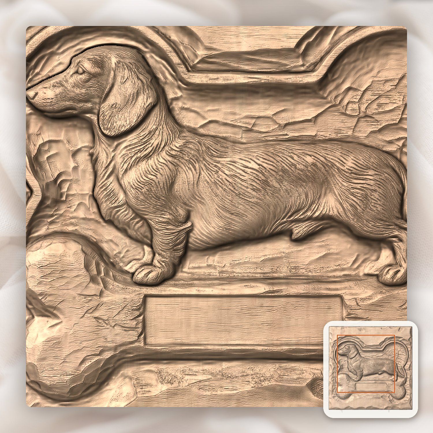 Majestic Long Haired Dachshund Dog Bone CNC Relief STL bas-relief STL — view 6