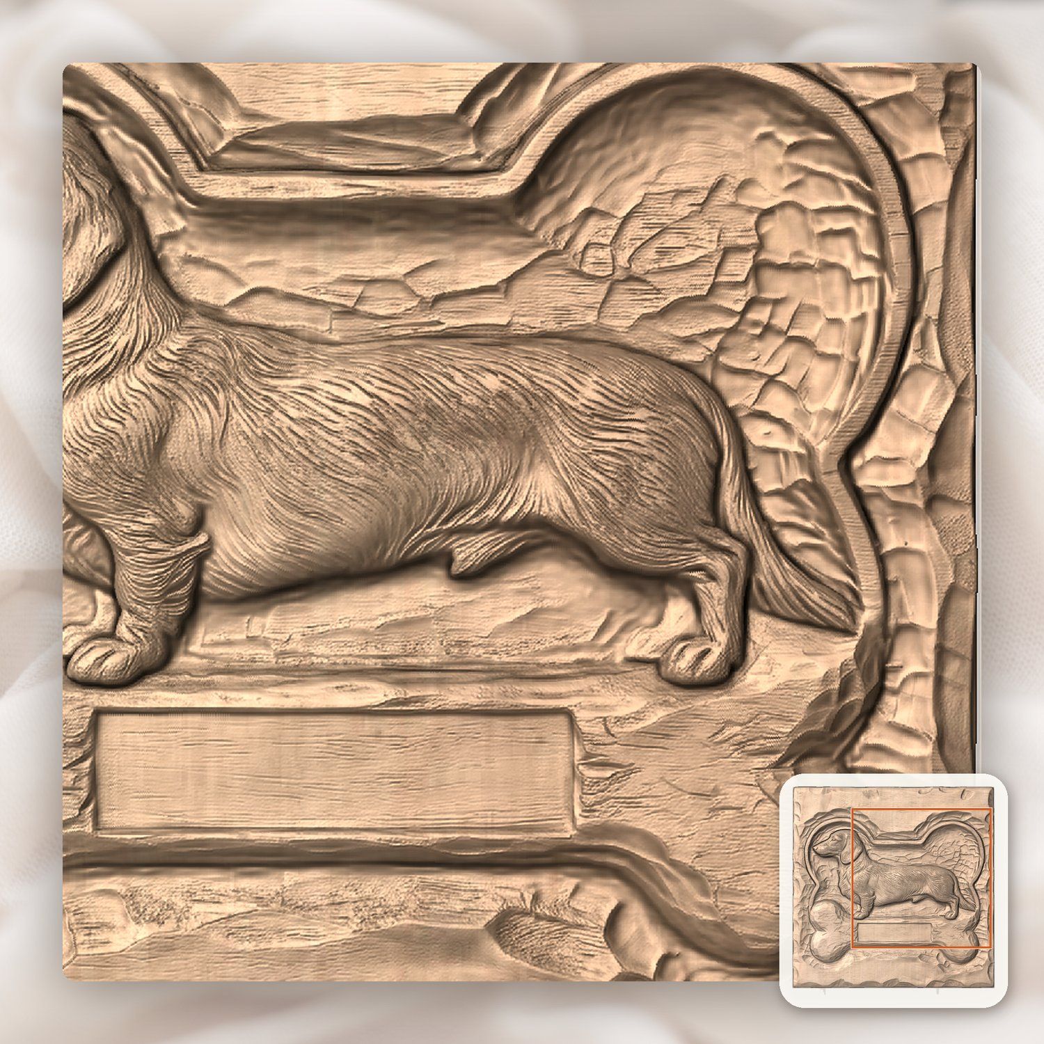 Majestic Long Haired Dachshund Dog Bone CNC Relief STL bas-relief STL — view 7