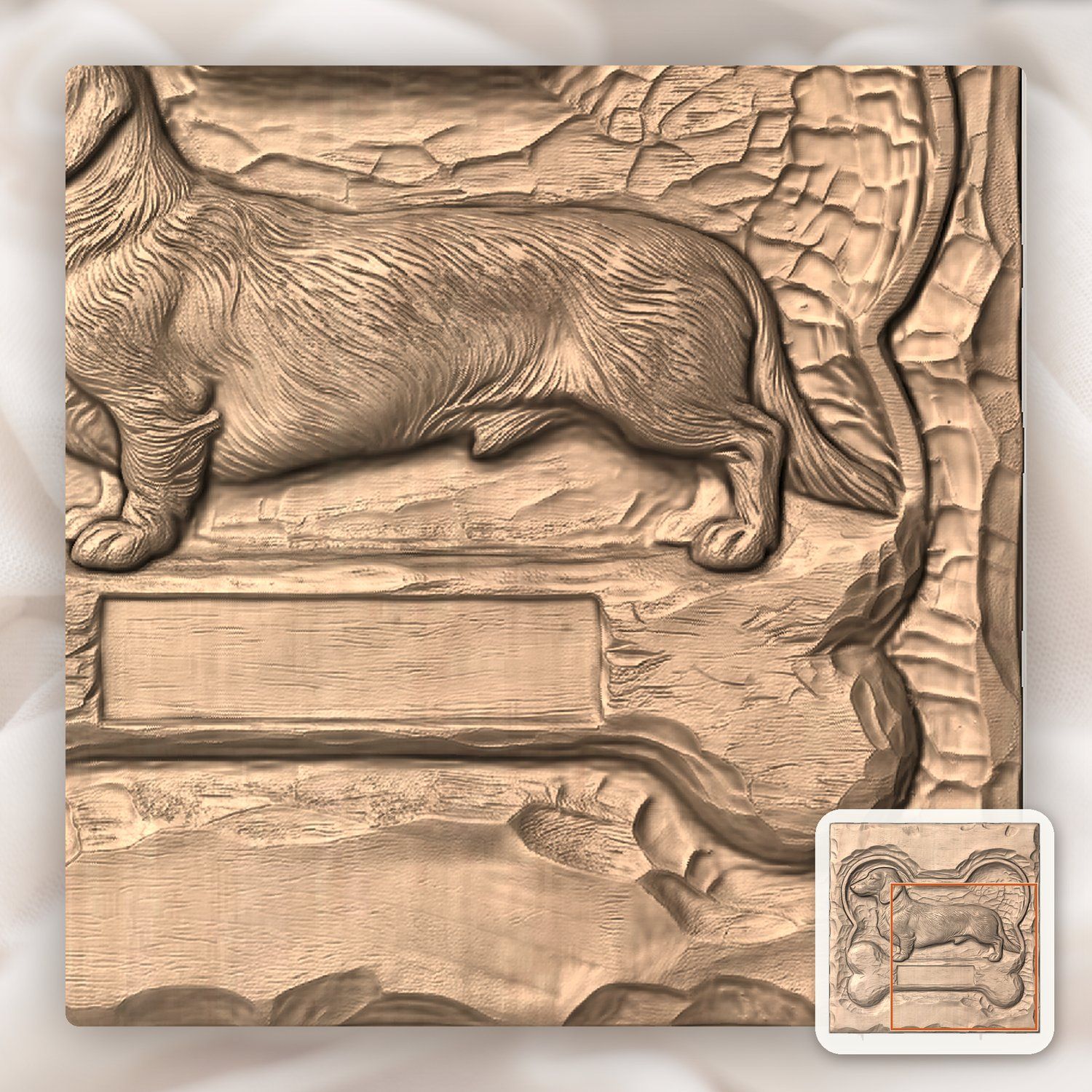 Majestic Long Haired Dachshund Dog Bone CNC Relief STL bas-relief STL — view 8