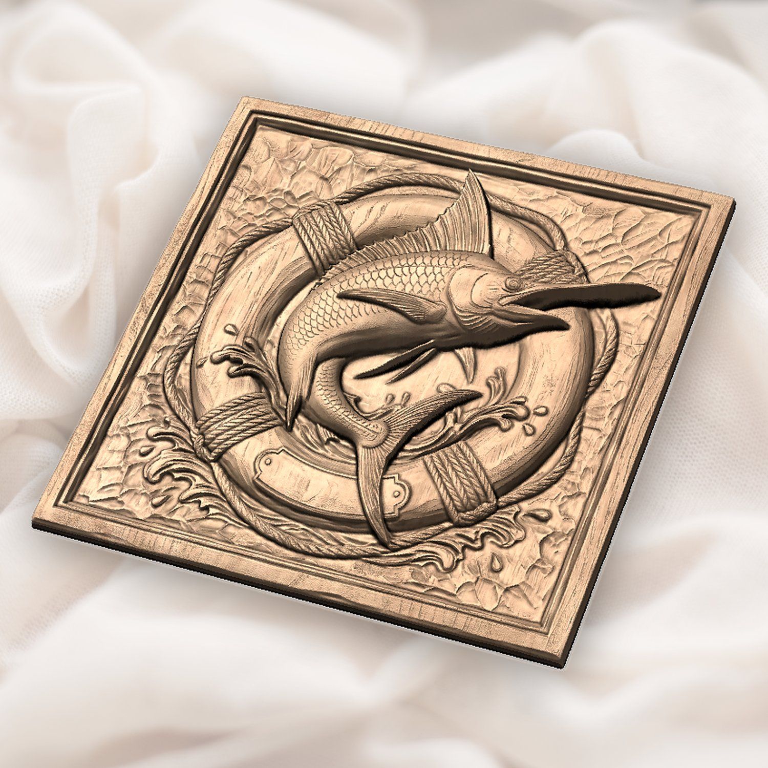 Majestic Marlin Jumping Lifebuoy CNC Relief STL bas-relief STL — view 5
