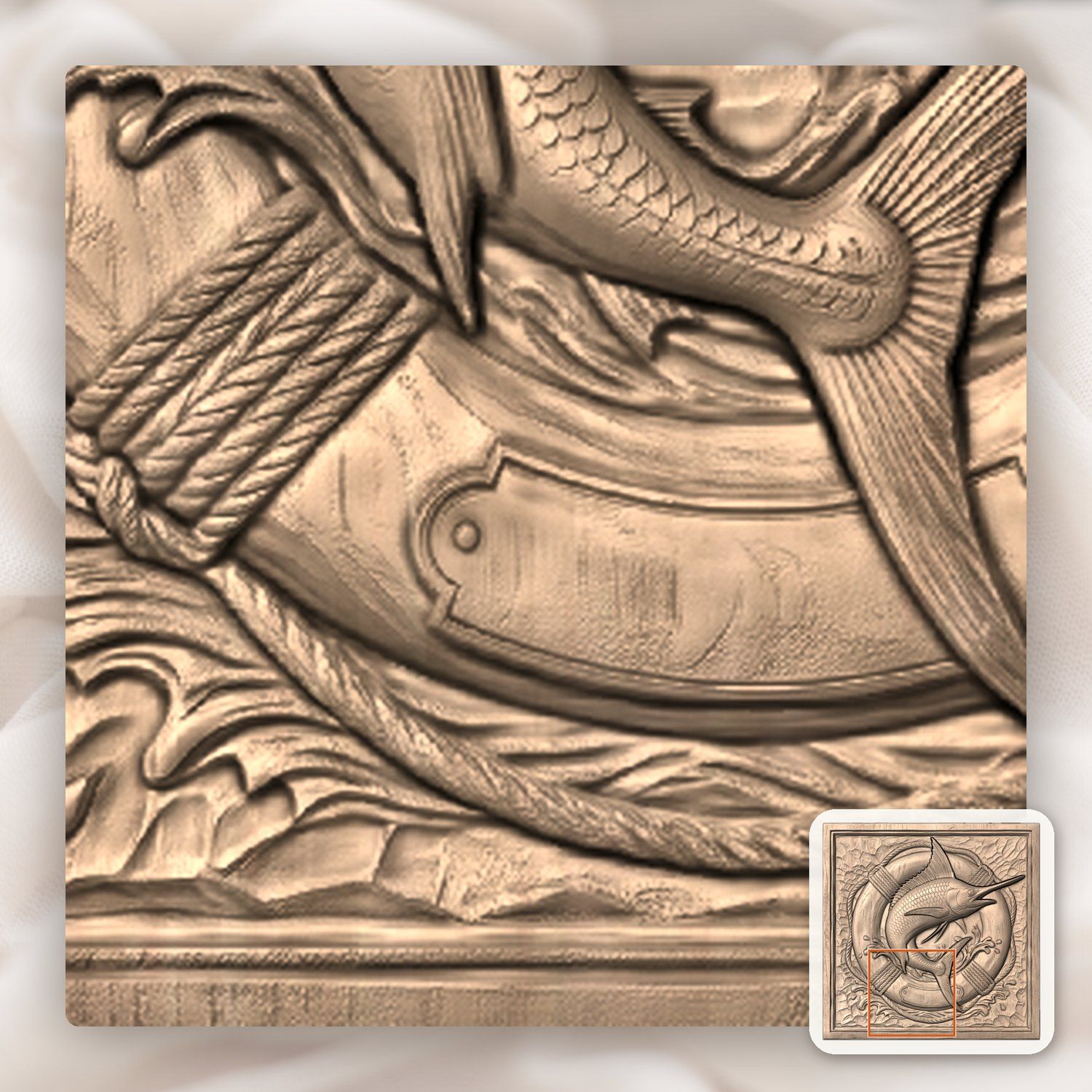 Majestic Marlin Jumping Lifebuoy CNC Relief STL bas-relief STL — view 8