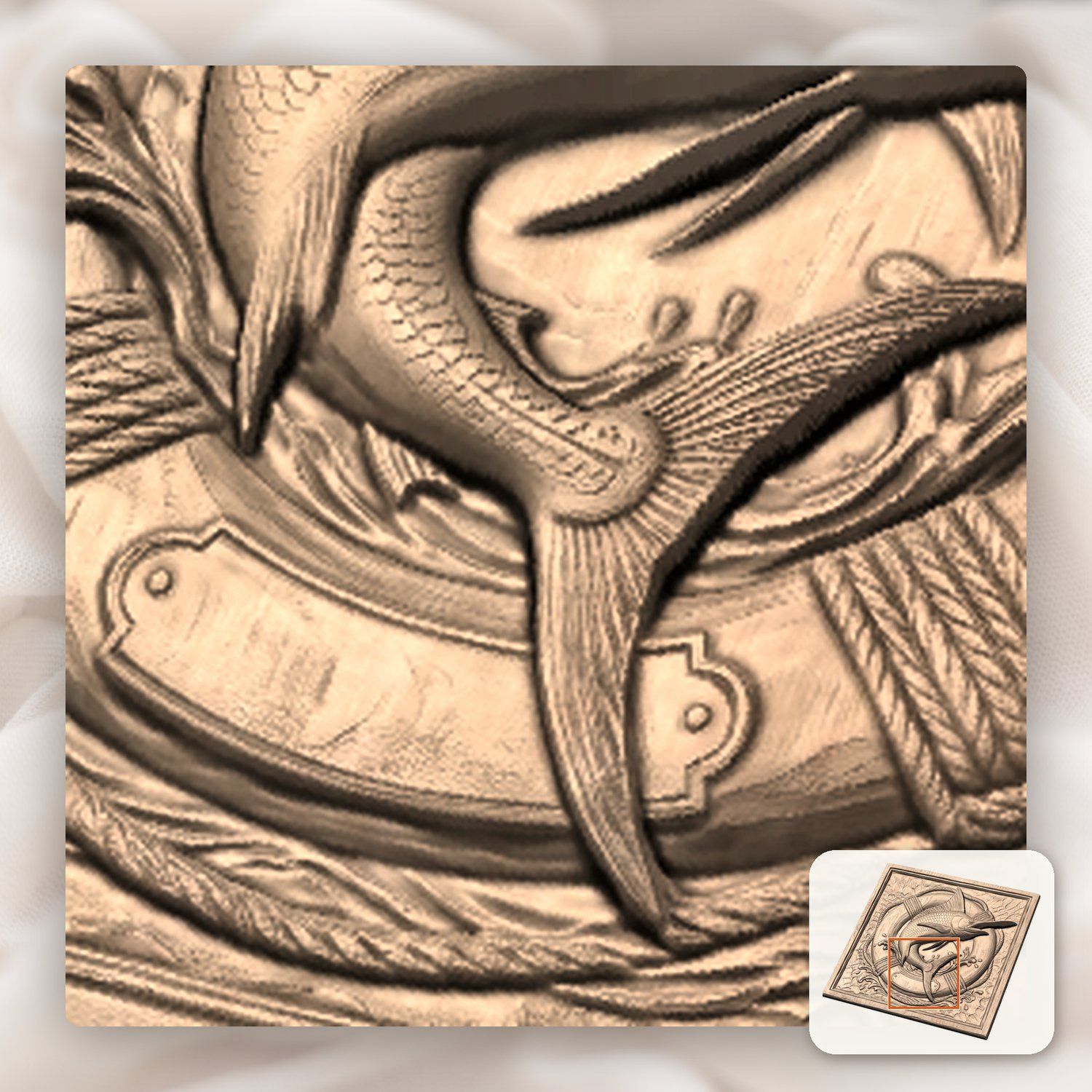 Majestic Marlin Jumping Lifebuoy CNC Relief STL bas-relief STL — view 9
