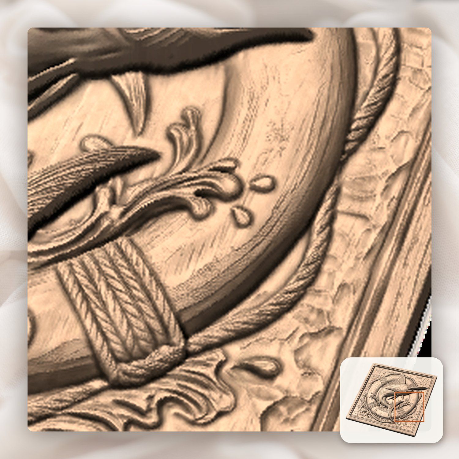 Majestic Marlin Jumping Lifebuoy CNC Relief STL bas-relief STL — view 10
