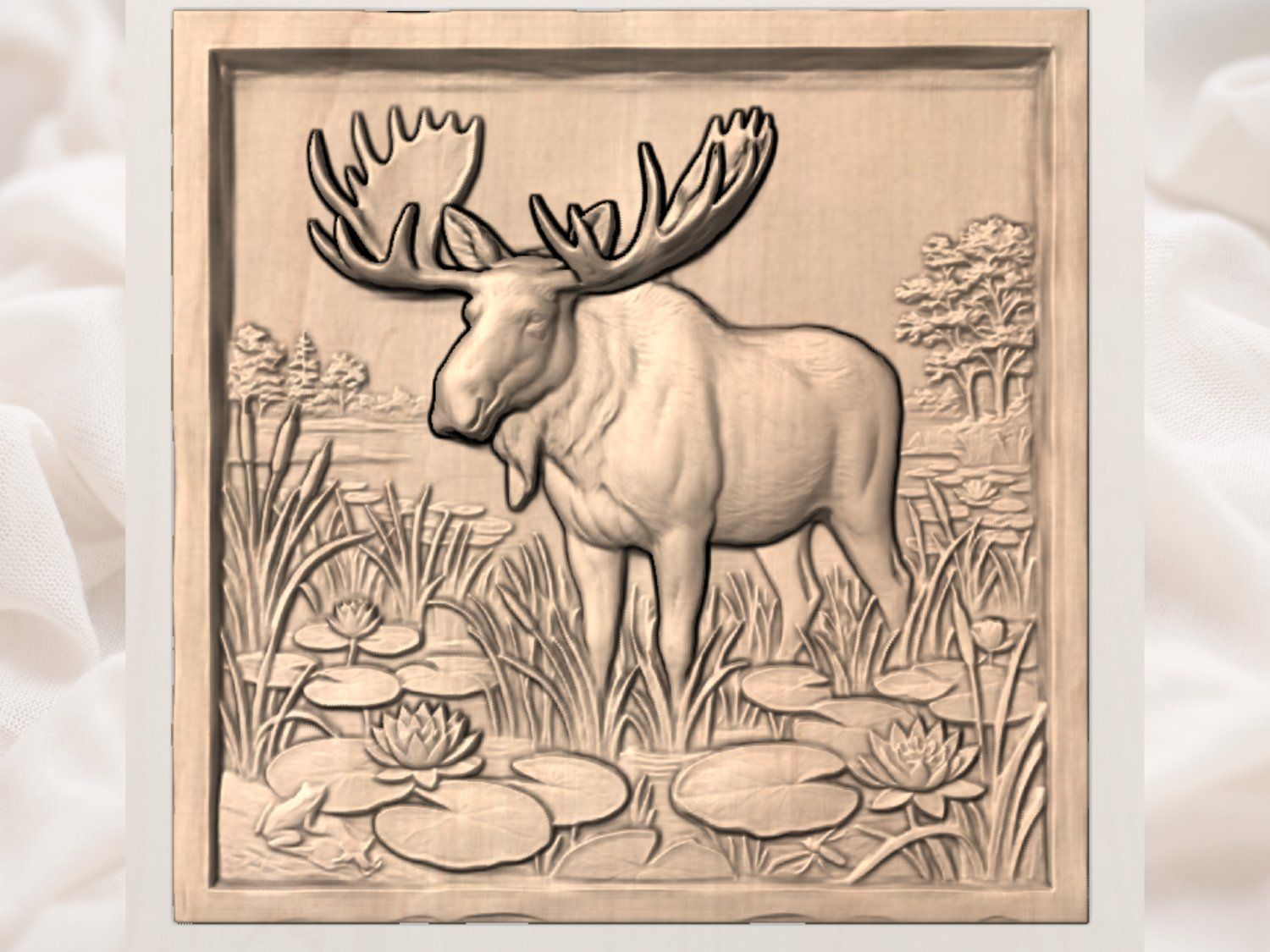 Majestic Moose Marshland 3D Relief bas-relief STL — view 3