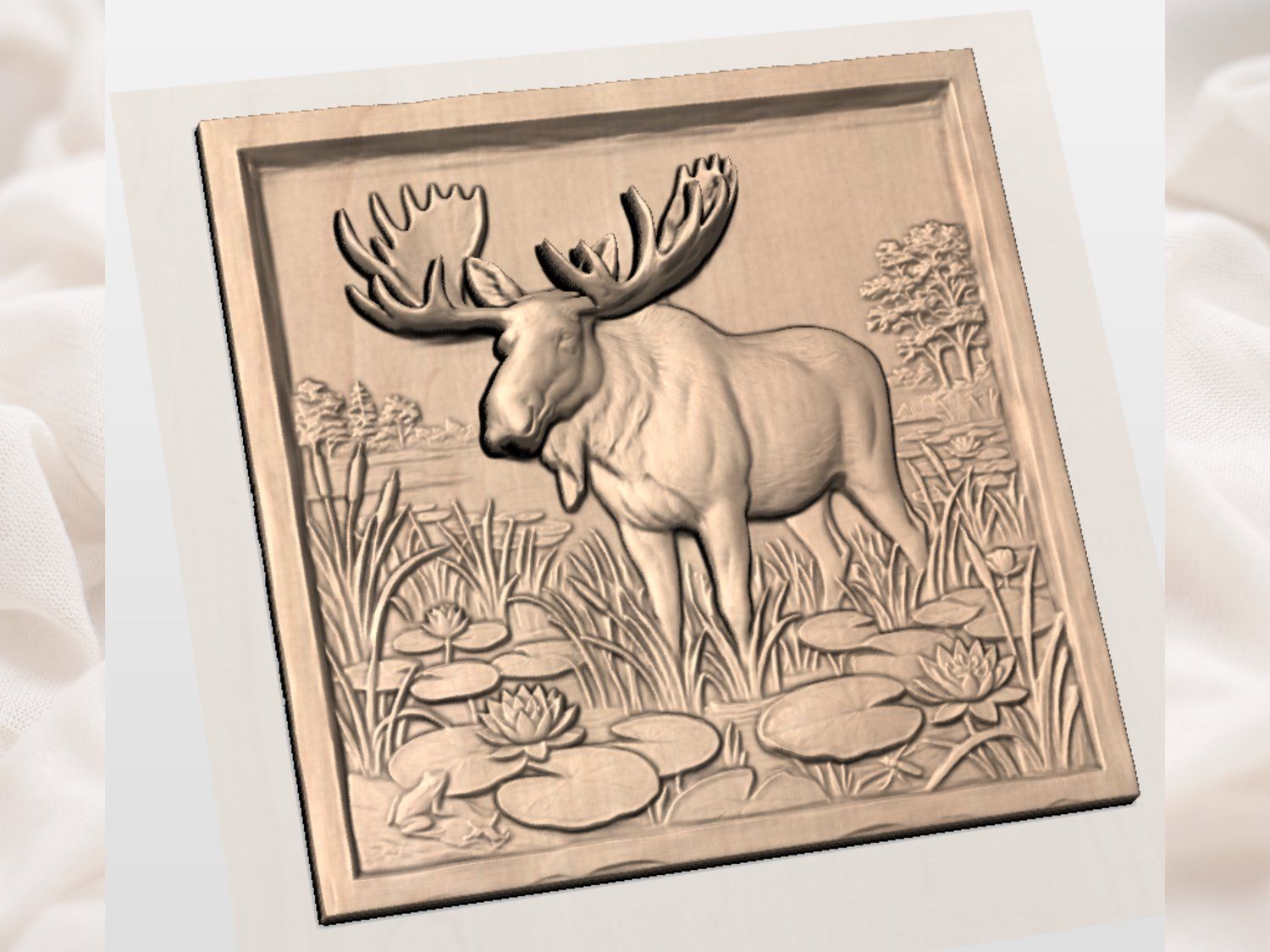 Majestic Moose Marshland 3D Relief bas-relief STL — view 4