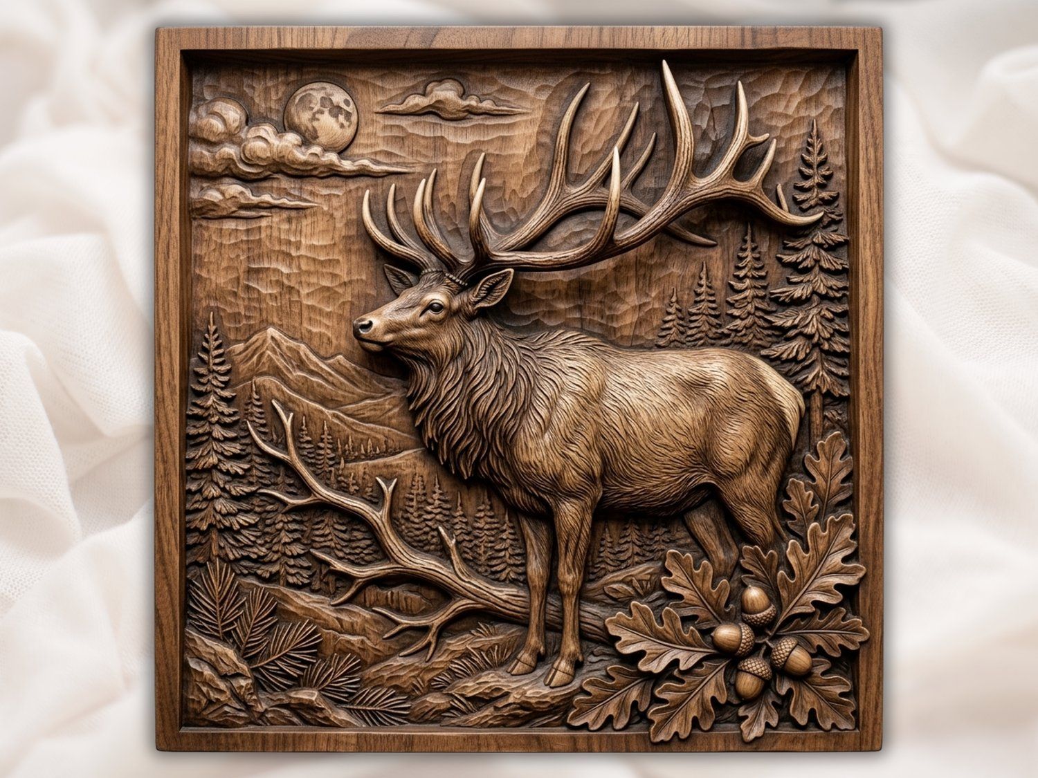 Majestic Mountain Elk Wildlife CNC Relief STL bas-relief STL — view 2