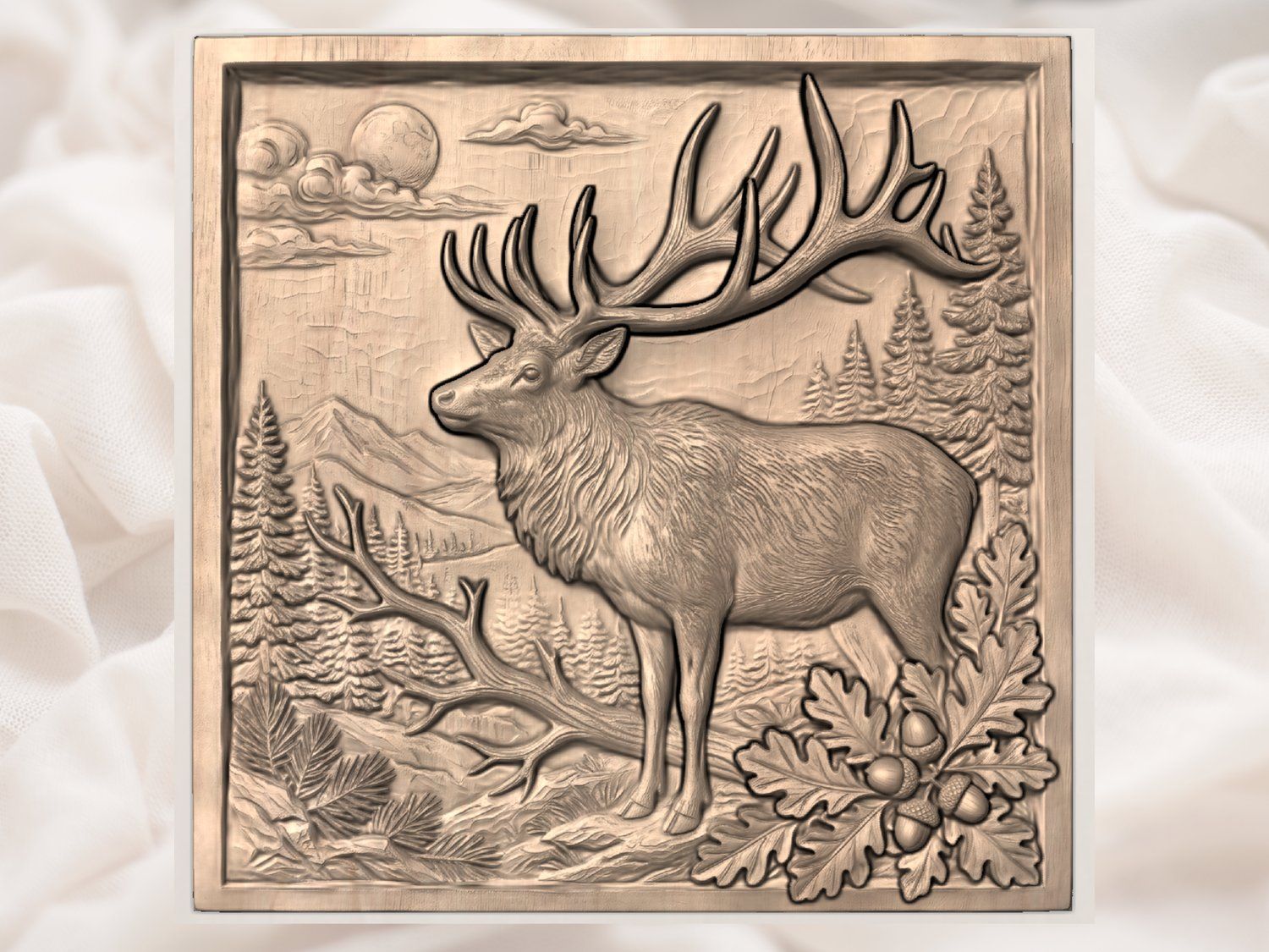 Majestic Mountain Elk Wildlife CNC Relief STL bas-relief STL — view 3