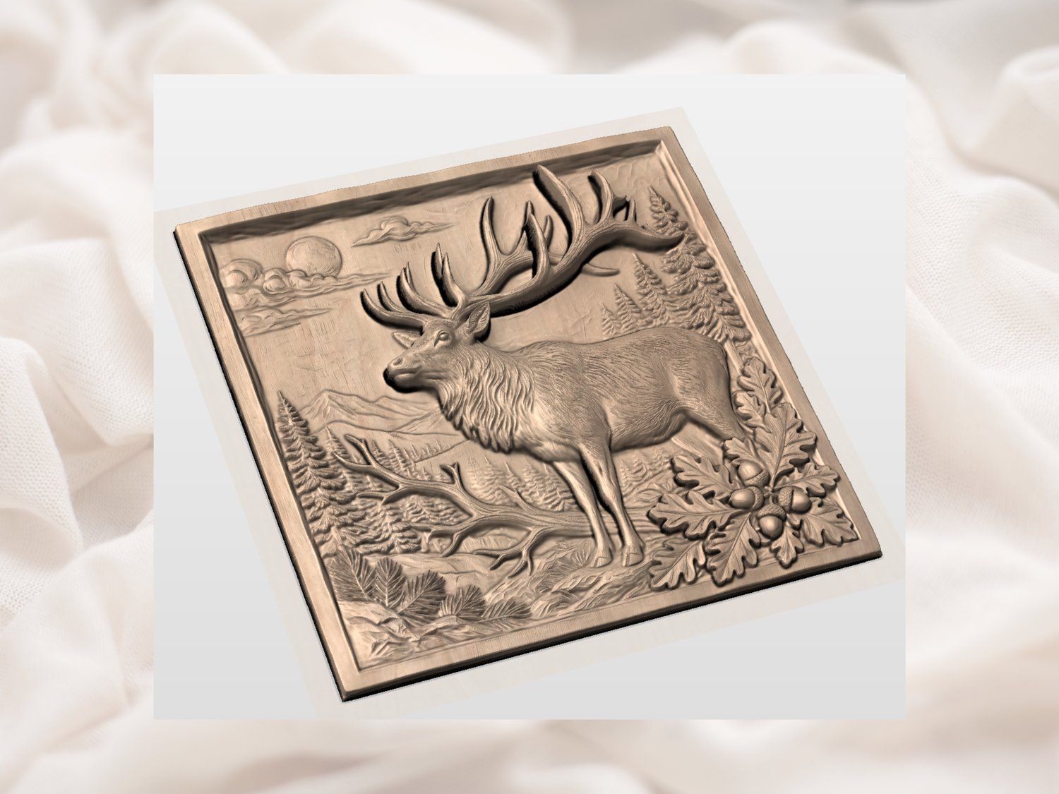 Majestic Mountain Elk Wildlife CNC Relief STL bas-relief STL — view 4