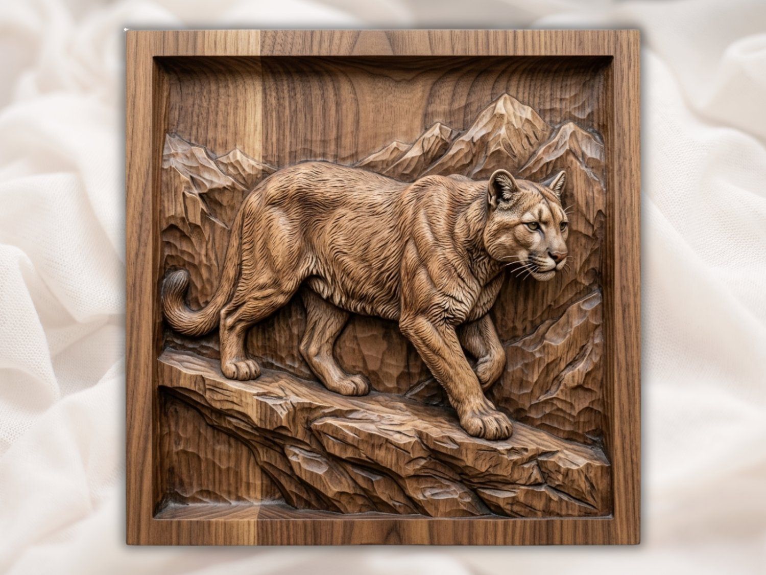Majestic Mountain Lion Cougar CNC Relief STL bas-relief STL — view 2