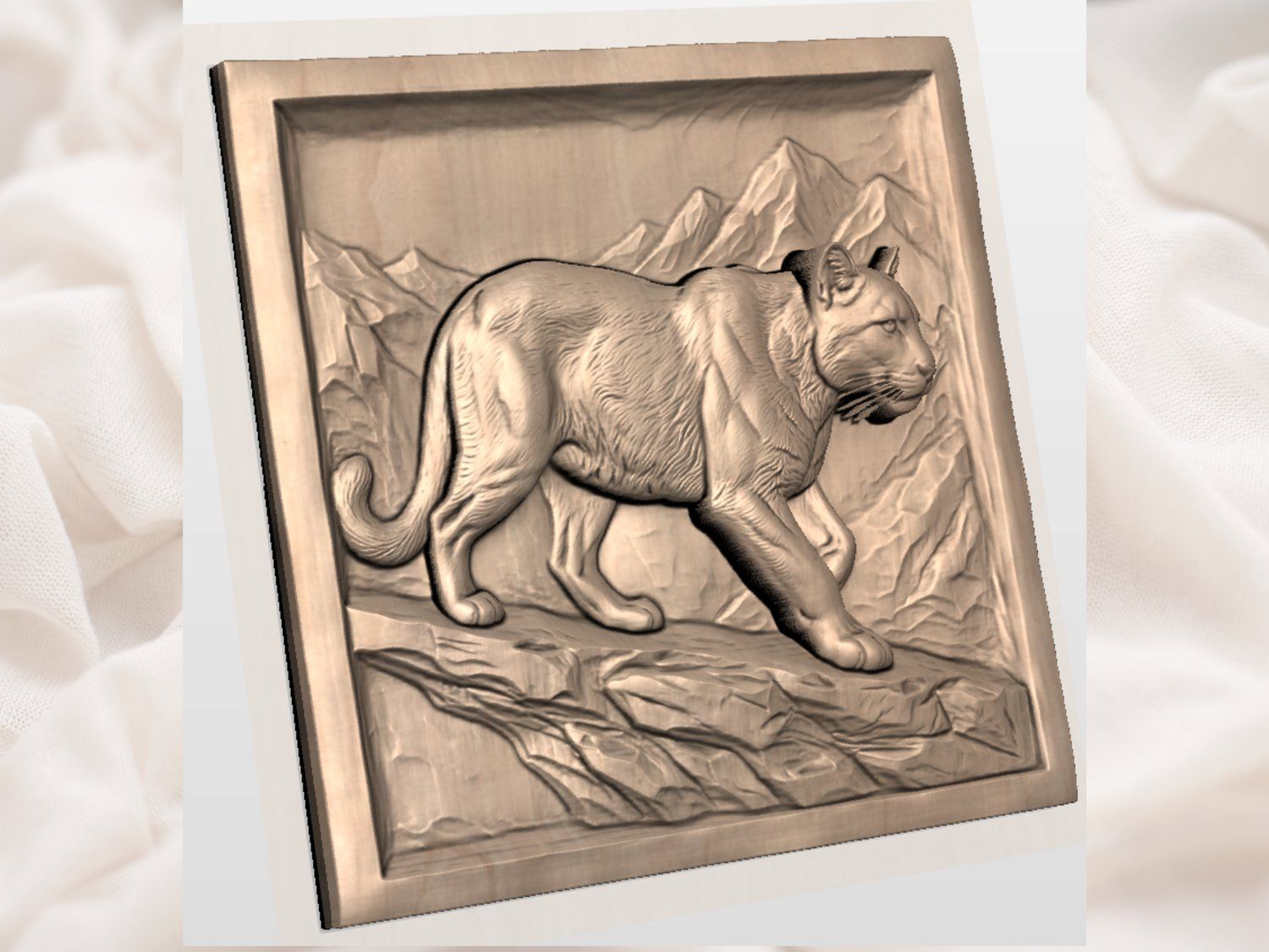 Majestic Mountain Lion Cougar CNC Relief STL bas-relief STL — view 4