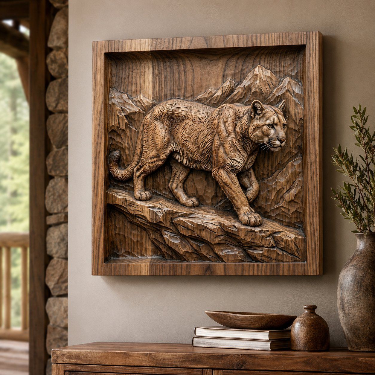 Majestic Mountain Lion Cougar CNC Relief STL bas-relief STL — view 6