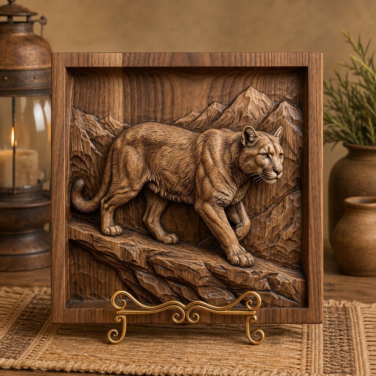 Majestic Mountain Lion Cougar CNC Relief STL bas-relief STL — view 7