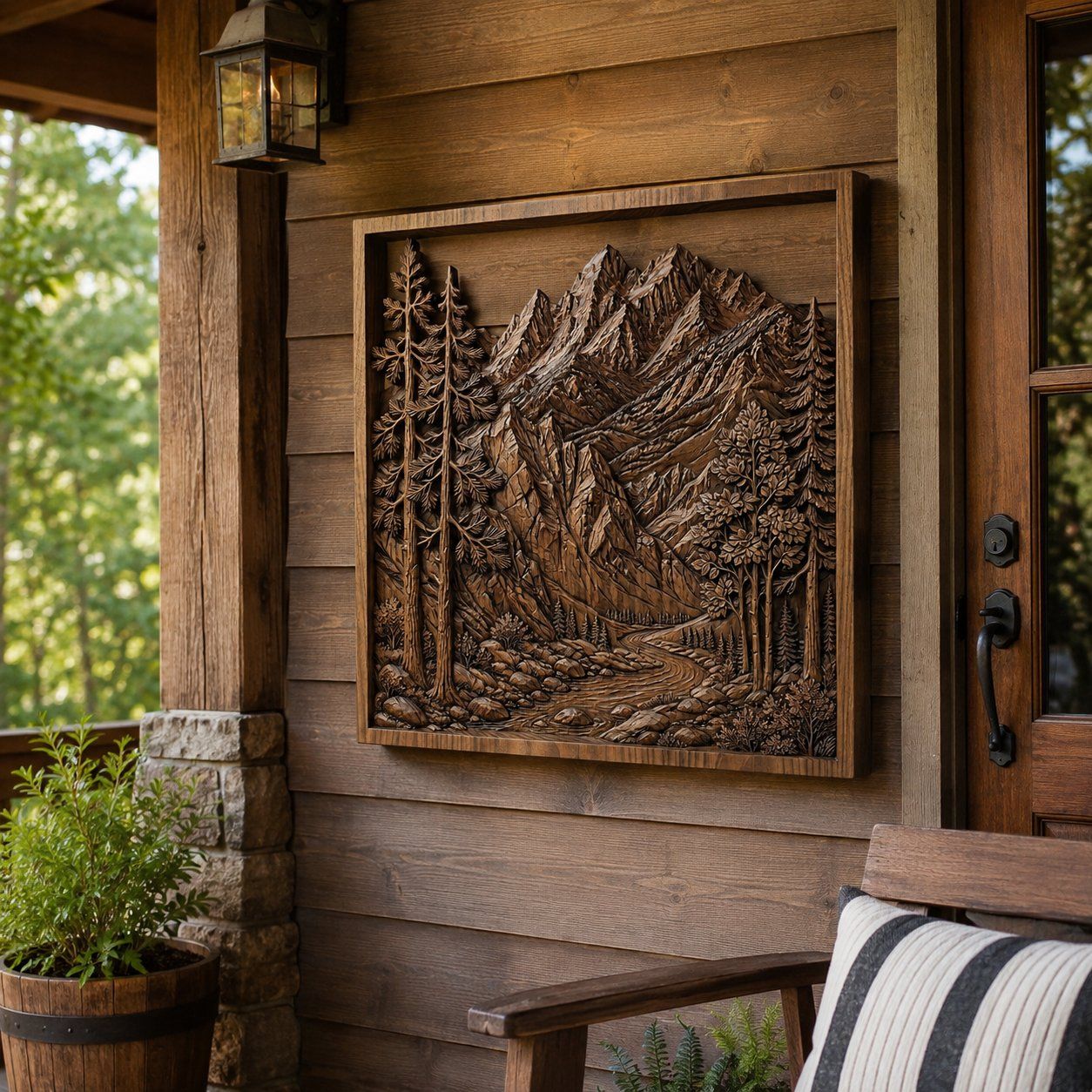 Majestic Mountain Peaks and Pine Forest CNC Relief STL bas-relief STL — view 7