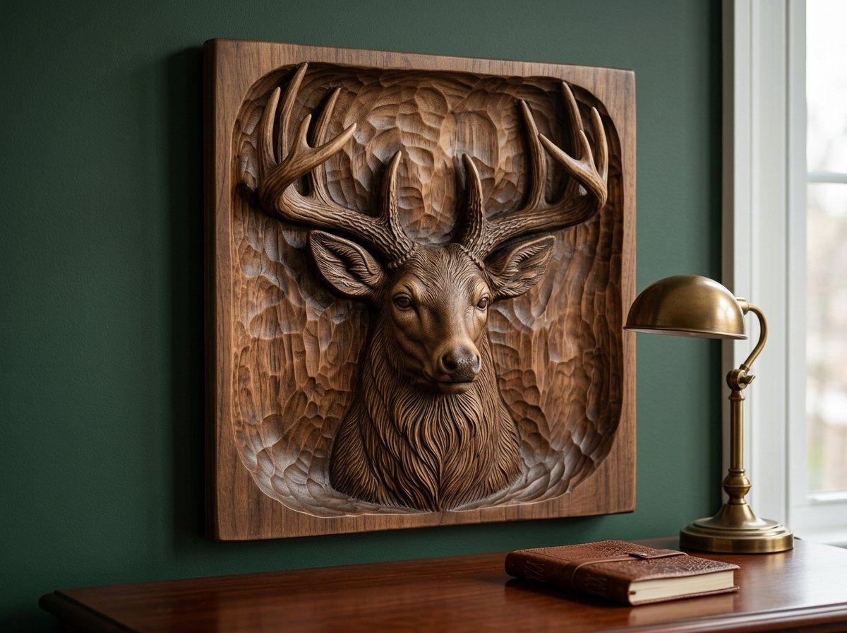 Majestic Noble Buck Deer Portrait CNC Relief STL bas-relief STL — view 14