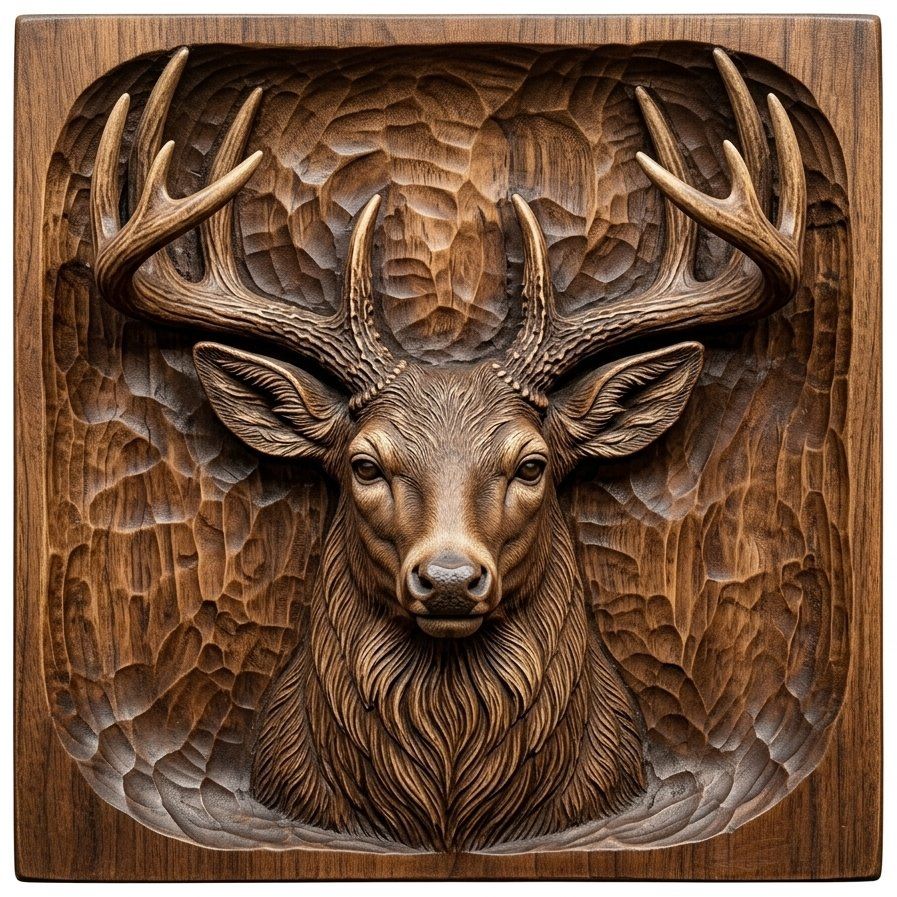 Majestic Noble Buck Deer Portrait CNC Relief STL bas-relief STL — view 4