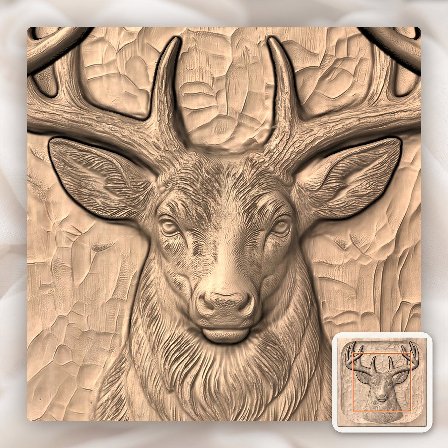 Majestic Noble Buck Deer Portrait CNC Relief STL bas-relief STL — view 7