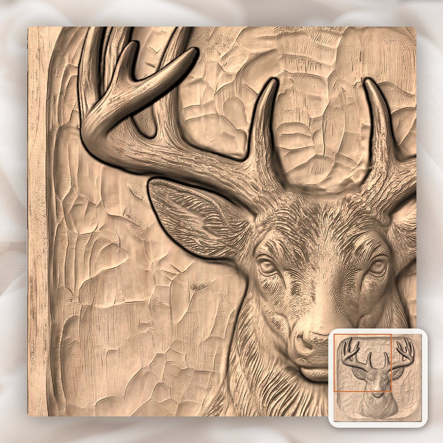 Majestic Noble Buck Deer Portrait CNC Relief STL bas-relief STL — view 8