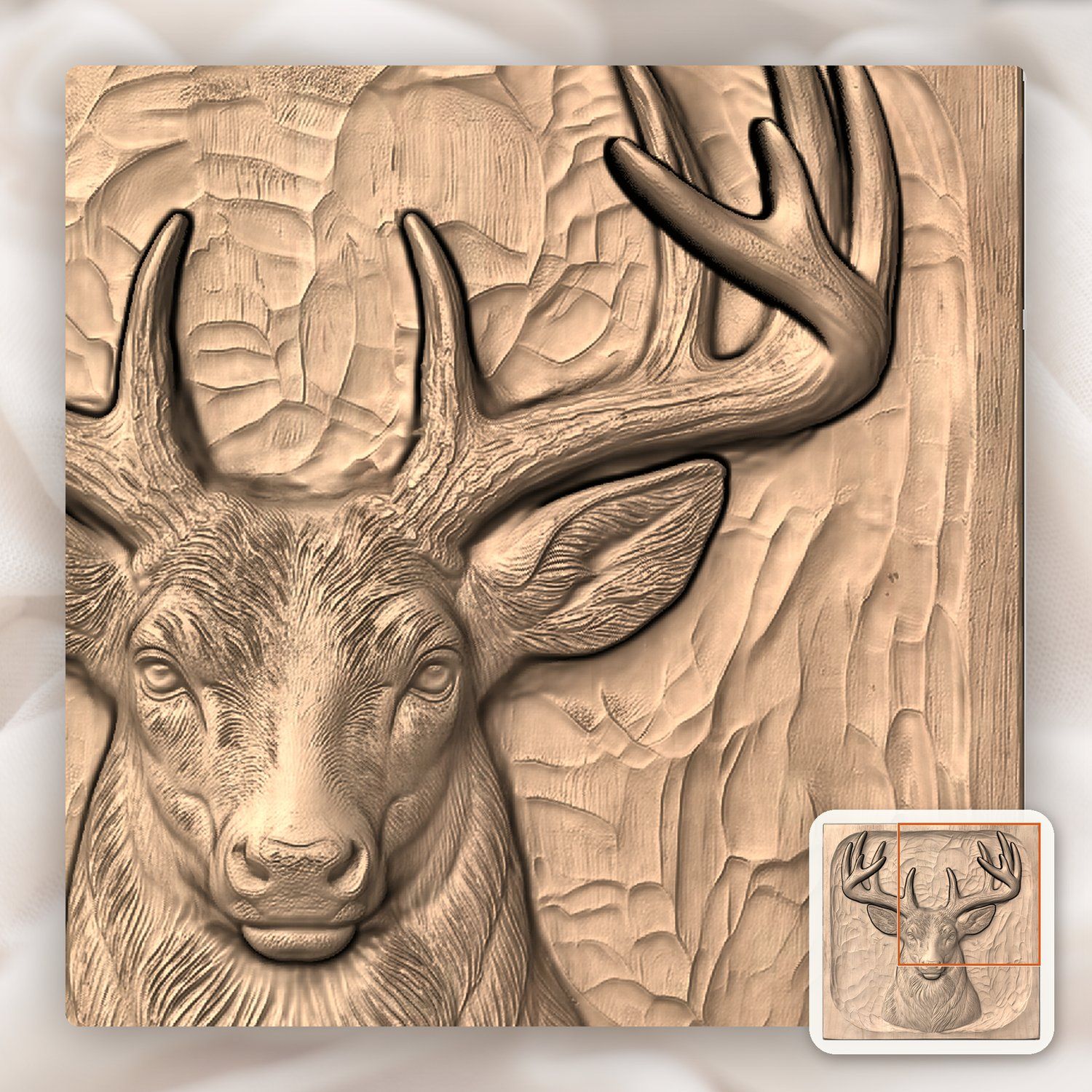 Majestic Noble Buck Deer Portrait CNC Relief STL bas-relief STL — view 9