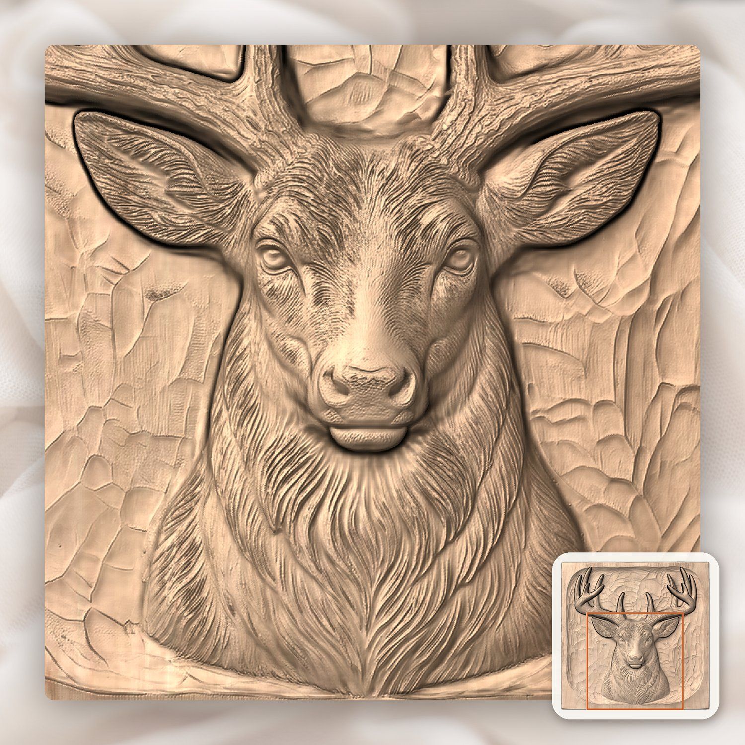Majestic Noble Buck Deer Portrait CNC Relief STL bas-relief STL — view 10