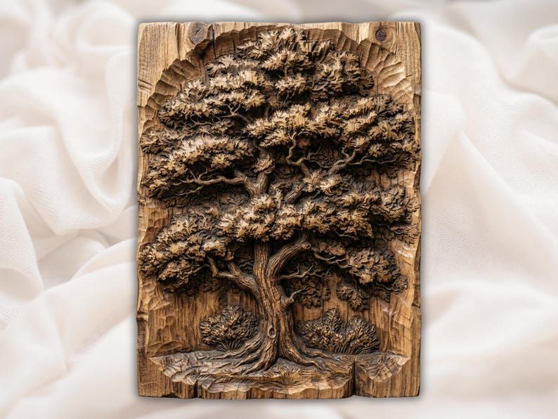 Spreading Oak Tree Bas-Relief STL for CNC and 3D Printing bas-relief STL design