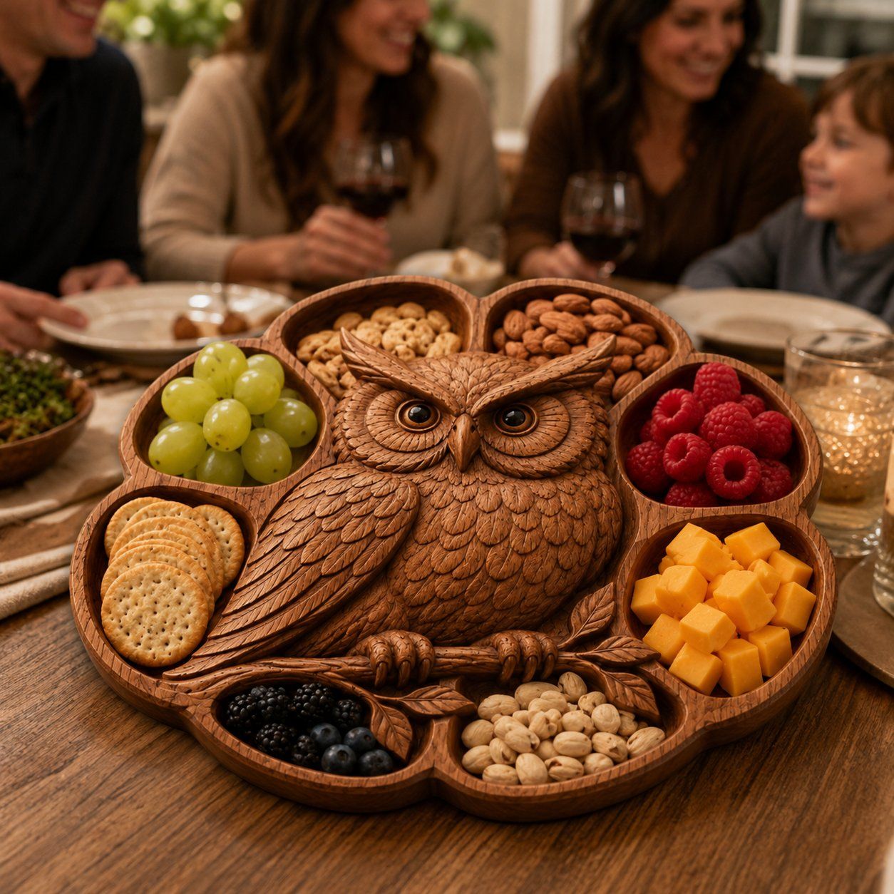 Majestic Owl Wood Carving Platter bas-relief STL — view 6