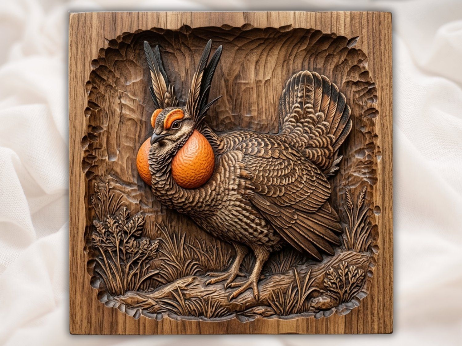 Majestic Prairie Chicken Wildlife CNC Relief STL bas-relief STL — view 2