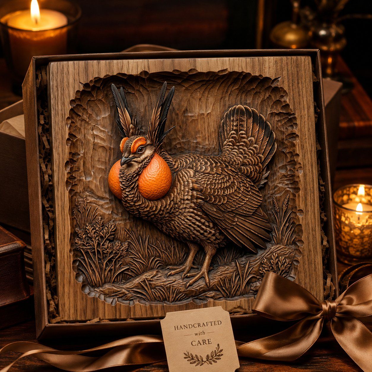 Majestic Prairie Chicken Wildlife CNC Relief STL bas-relief STL — view 9