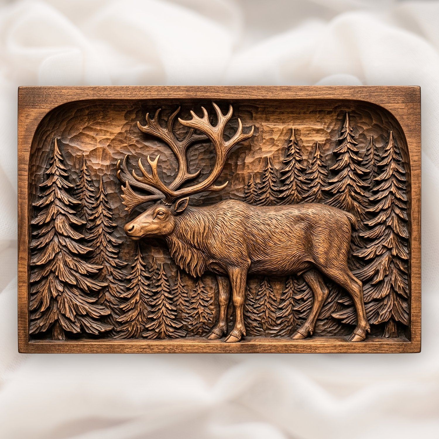 Majestic Reindeer Forest CNC Relief STL bas-relief STL design
