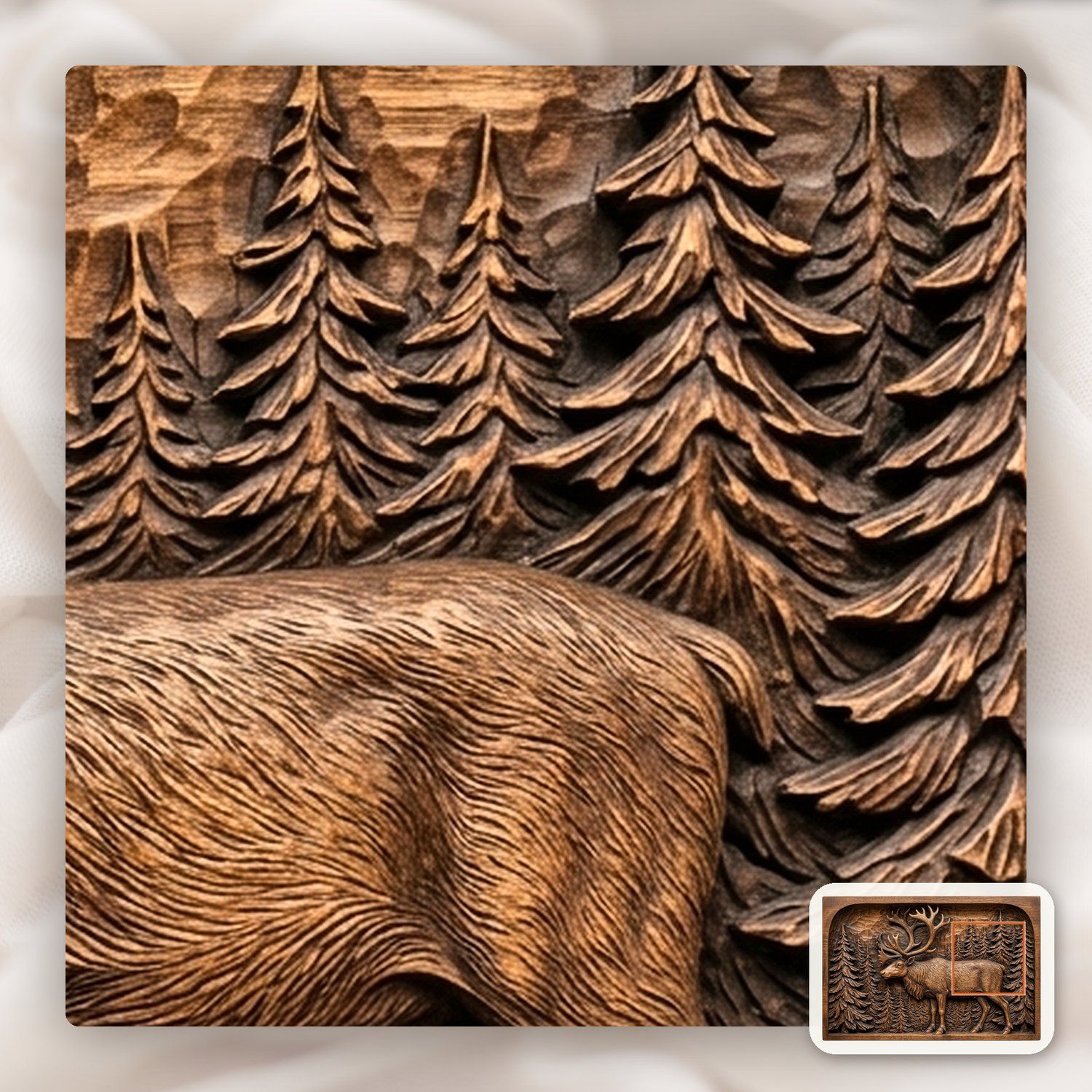 Majestic Reindeer Forest CNC Relief STL bas-relief STL — view 12