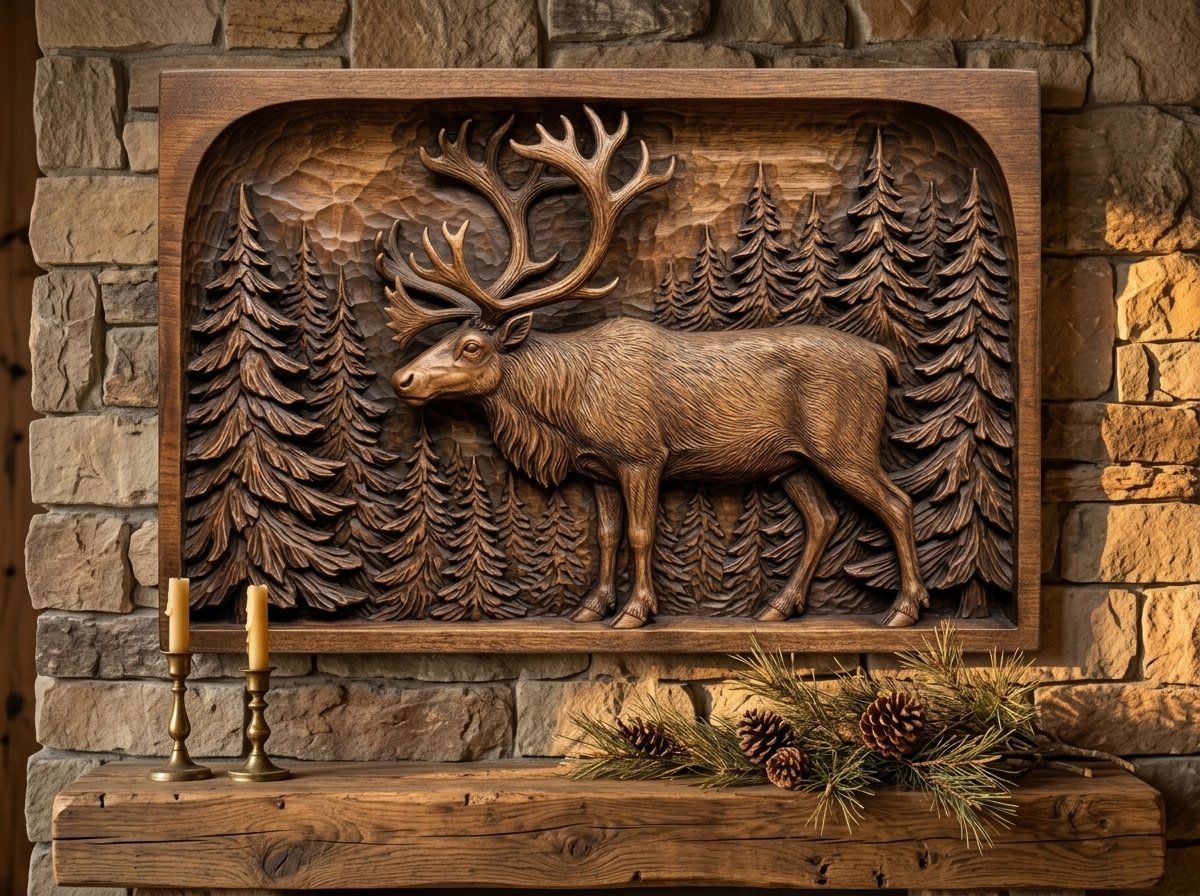 Majestic Reindeer Forest CNC Relief STL bas-relief STL — view 13