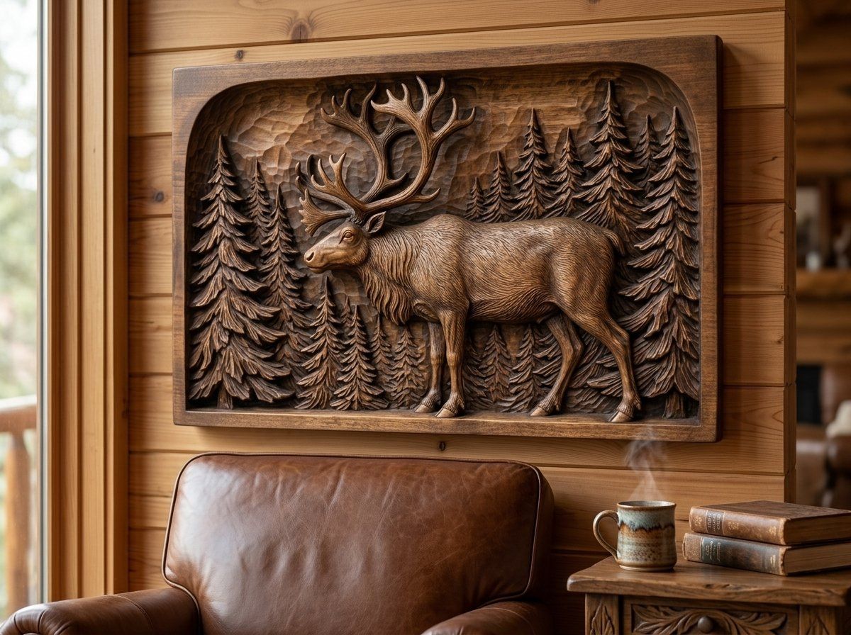 Majestic Reindeer Forest CNC Relief STL bas-relief STL — view 14