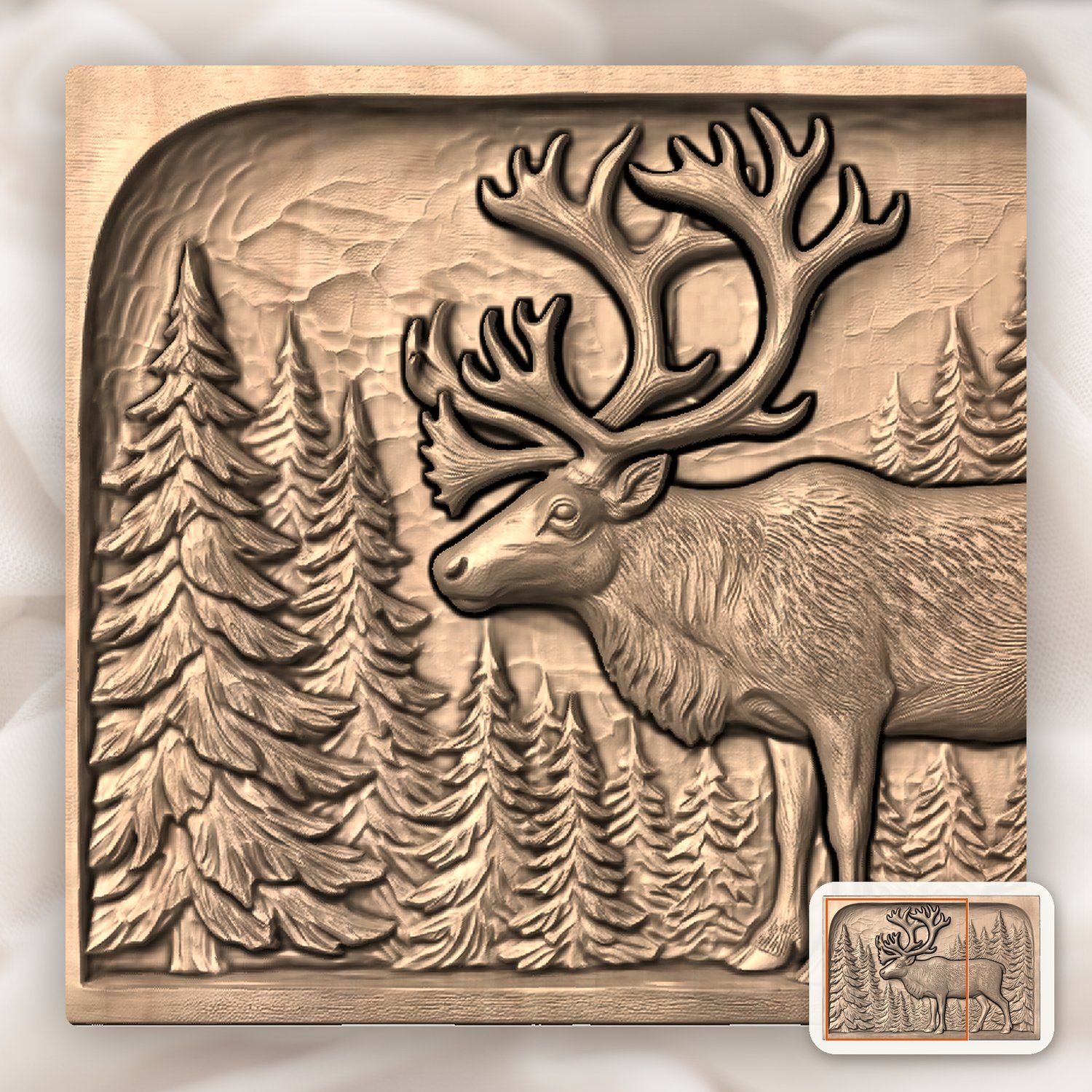 Majestic Reindeer Forest CNC Relief STL bas-relief STL — view 7