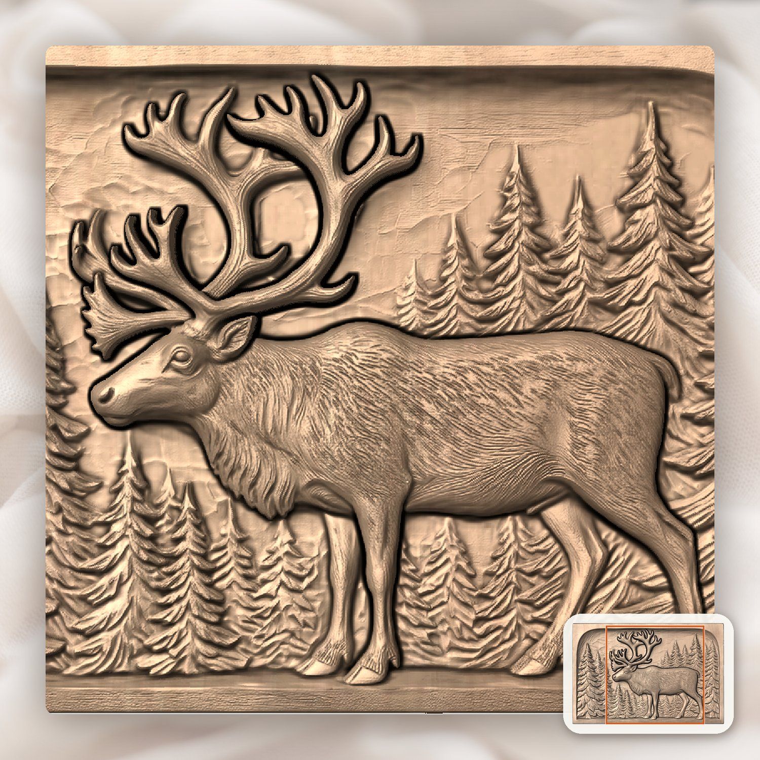 Majestic Reindeer Forest CNC Relief STL bas-relief STL — view 8