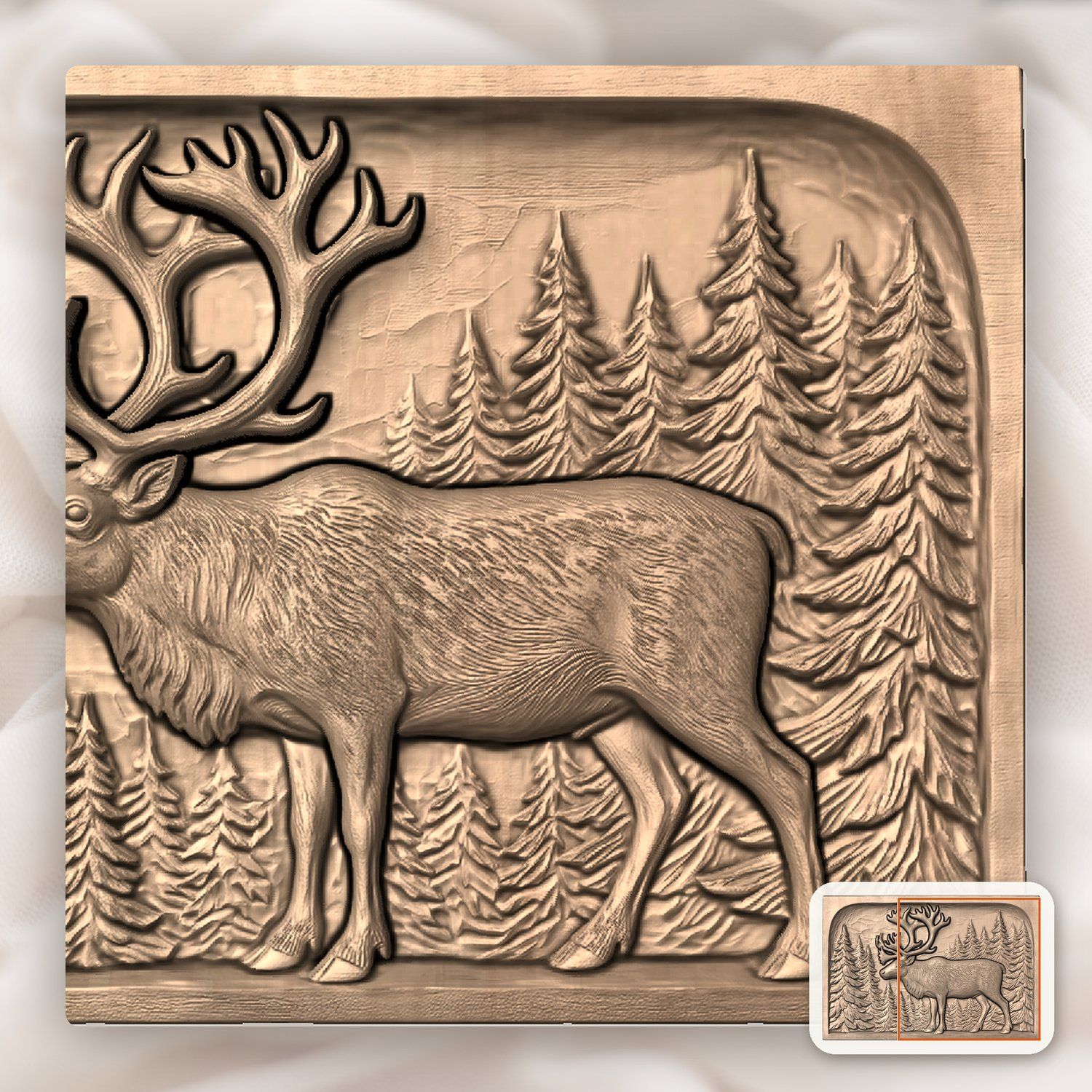 Majestic Reindeer Forest CNC Relief STL bas-relief STL — view 9