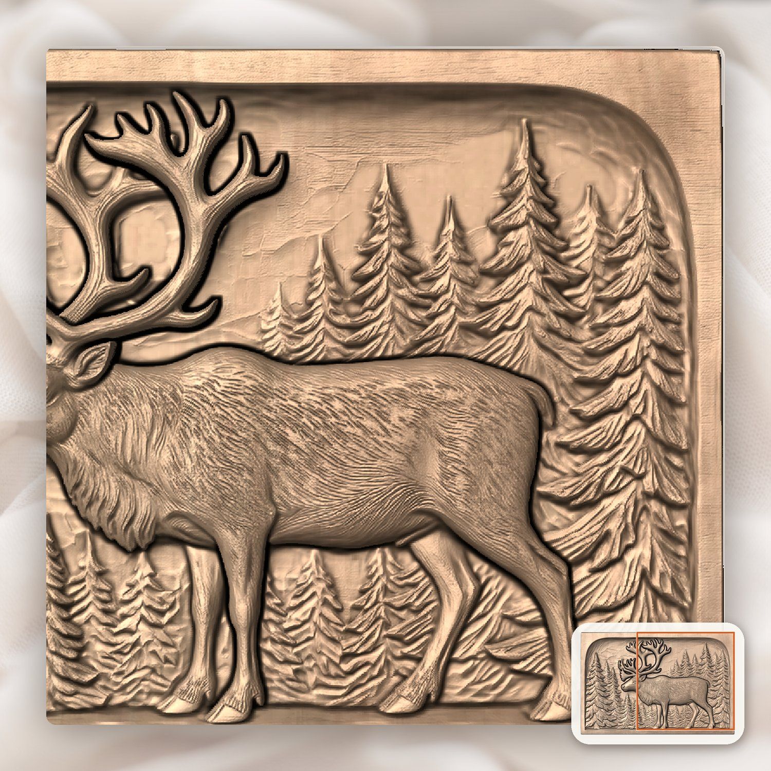 Majestic Reindeer Forest CNC Relief STL bas-relief STL — view 10