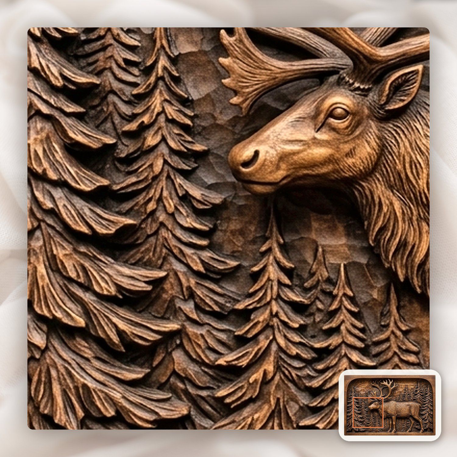 Majestic Reindeer Forest CNC Relief STL bas-relief STL — view 11