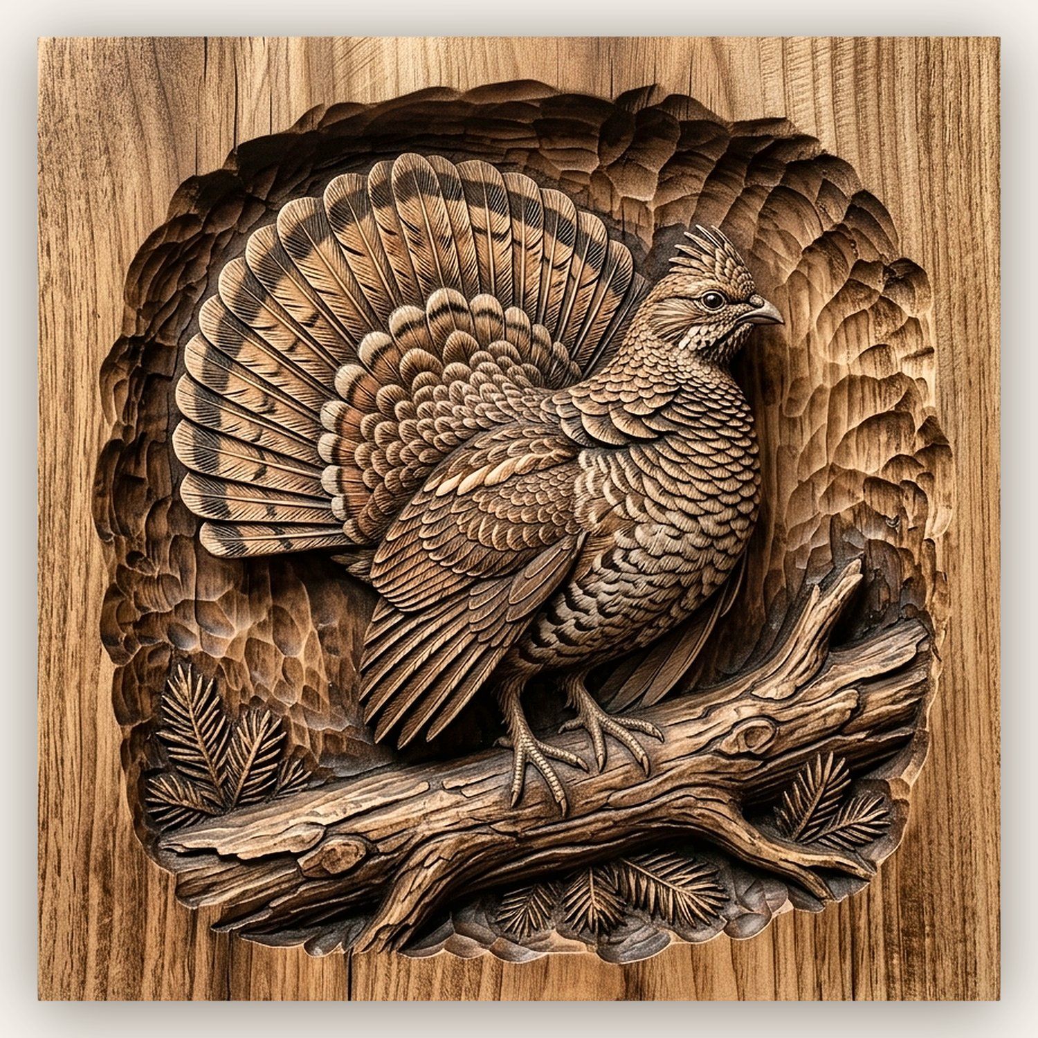 Majestic Ruffed Grouse Forest Bird CNC Relief STL bas-relief STL design