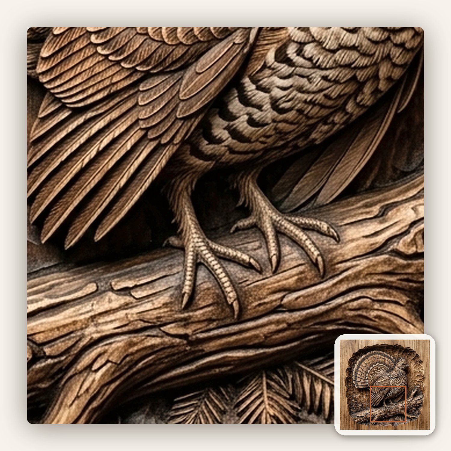 Majestic Ruffed Grouse Forest Bird CNC Relief STL bas-relief STL — view 11