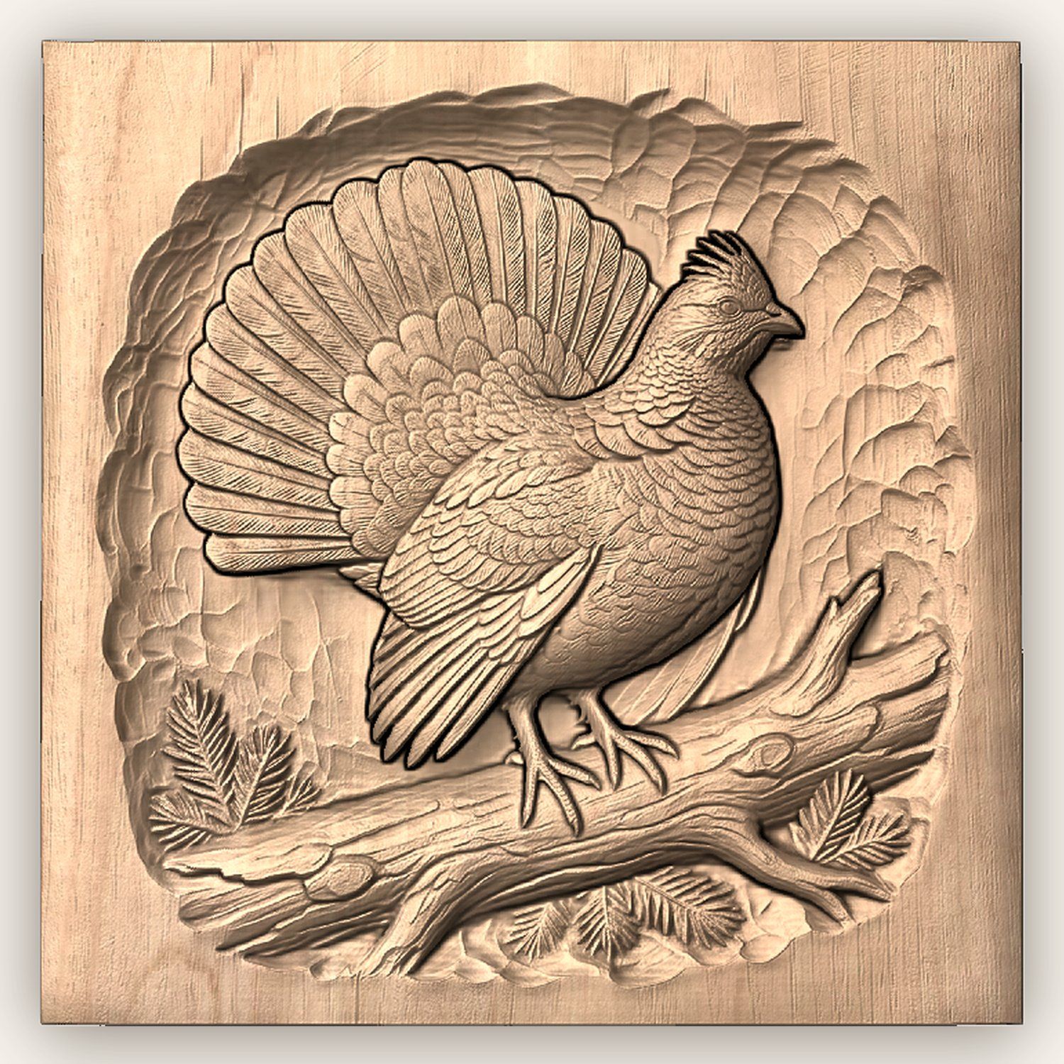 Majestic Ruffed Grouse Forest Bird CNC Relief STL bas-relief STL — view 3