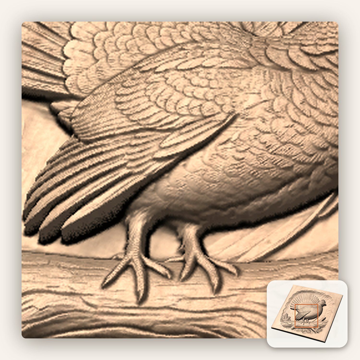 Majestic Ruffed Grouse Forest Bird CNC Relief STL bas-relief STL — view 8