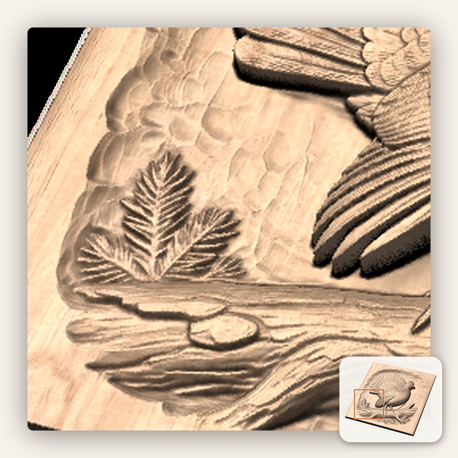 Majestic Ruffed Grouse Forest Bird CNC Relief STL bas-relief STL — view 9