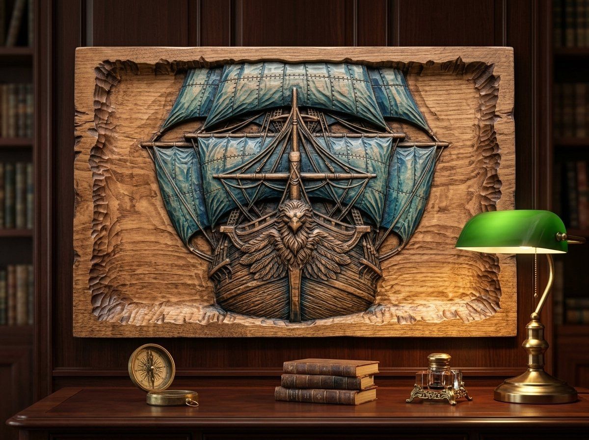 Majestic Sailing Ship Eagle Figurehead CNC Relief STL bas-relief STL — view 12