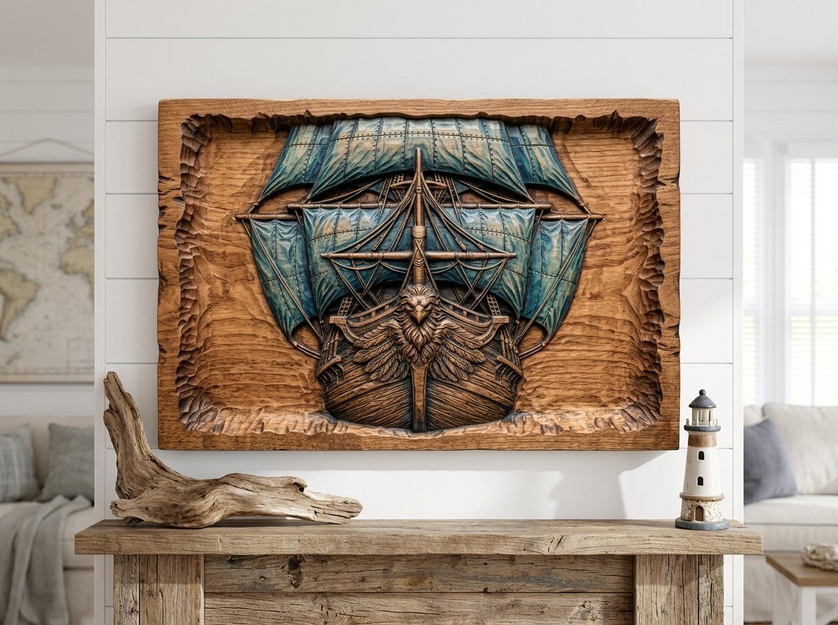 Majestic Sailing Ship Eagle Figurehead CNC Relief STL bas-relief STL — view 13