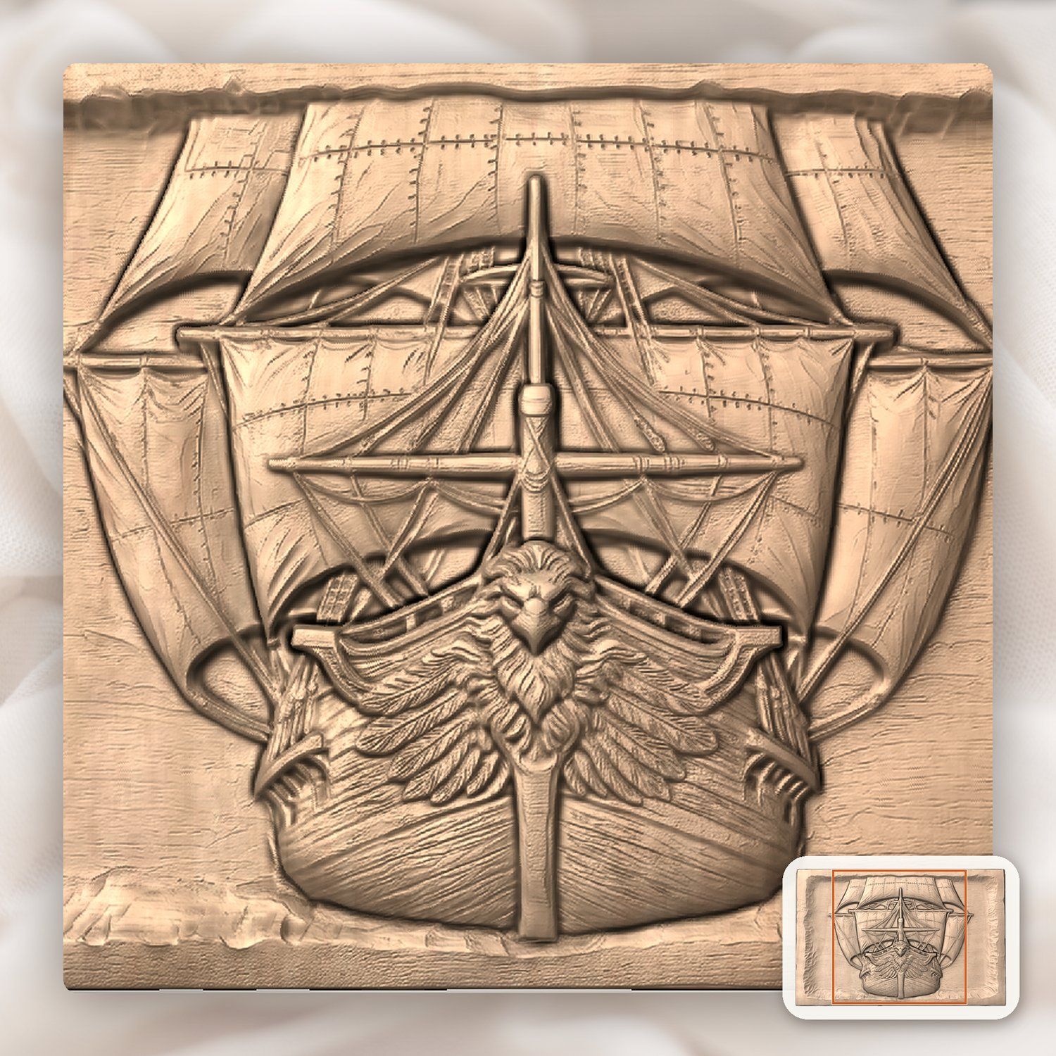 Majestic Sailing Ship Eagle Figurehead CNC Relief STL bas-relief STL — view 6