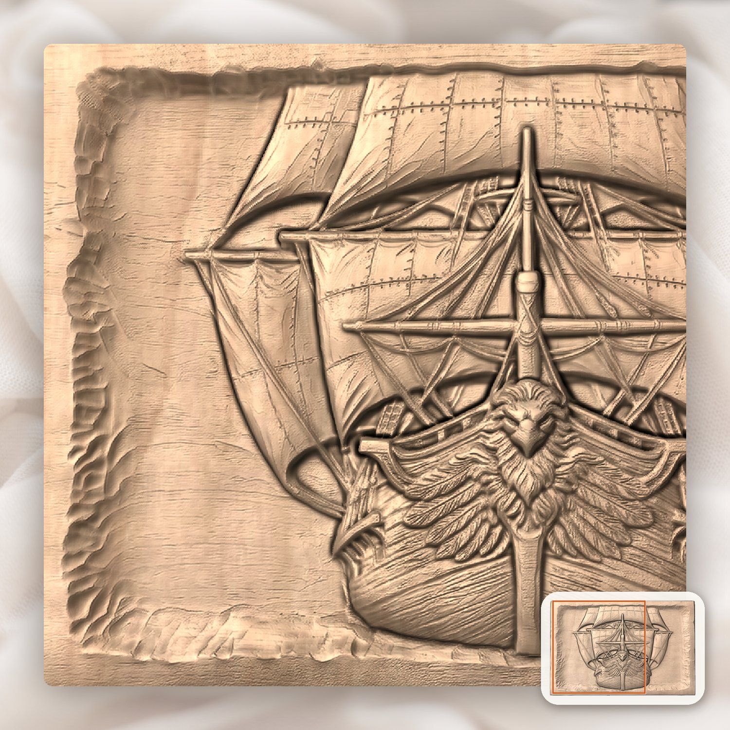 Majestic Sailing Ship Eagle Figurehead CNC Relief STL bas-relief STL — view 7