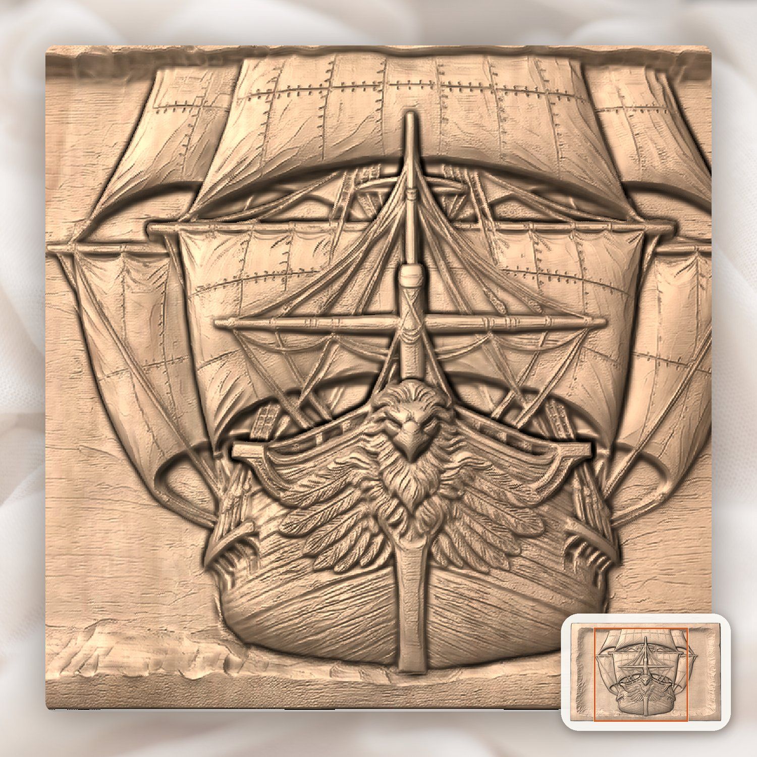 Majestic Sailing Ship Eagle Figurehead CNC Relief STL bas-relief STL — view 8