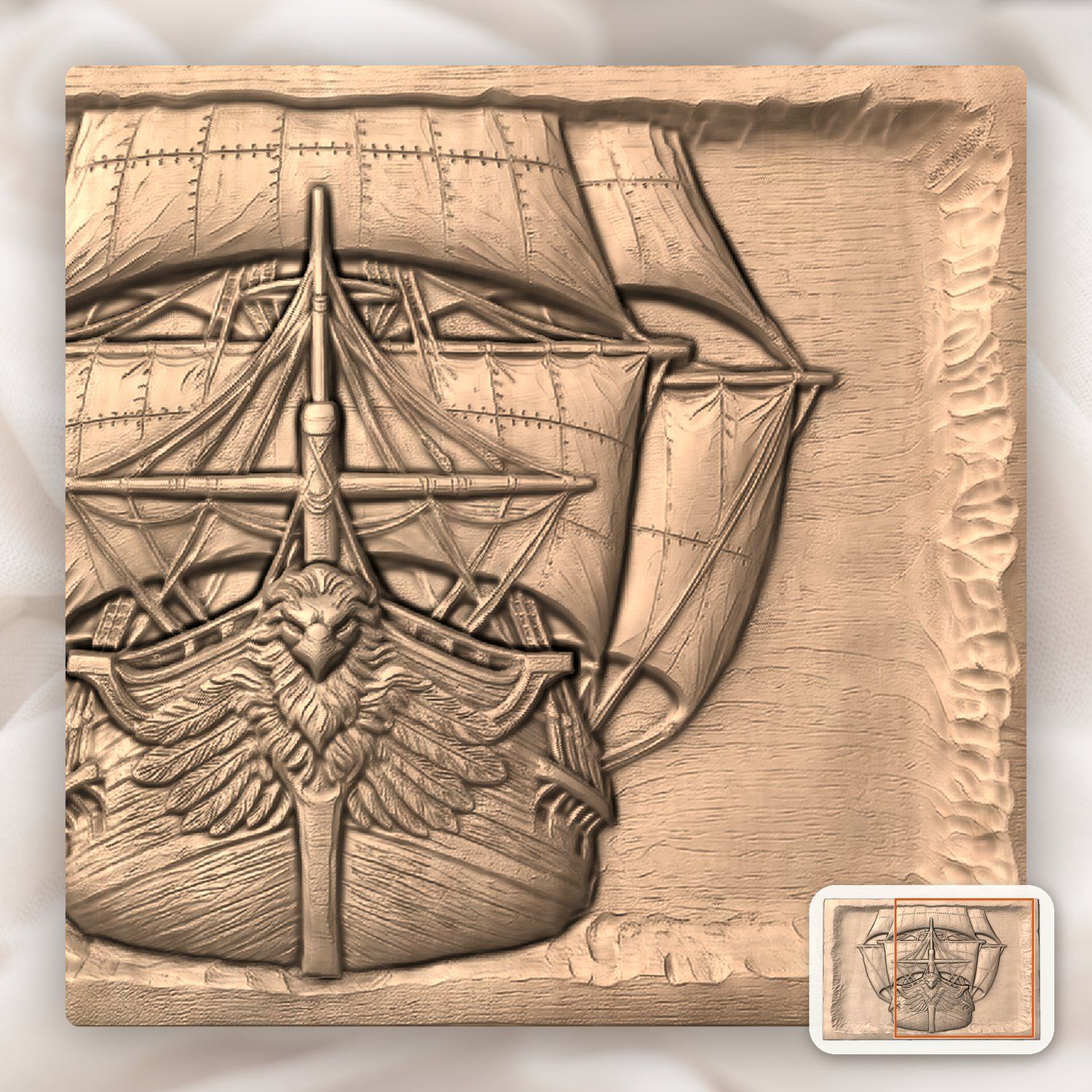 Majestic Sailing Ship Eagle Figurehead CNC Relief STL bas-relief STL — view 9