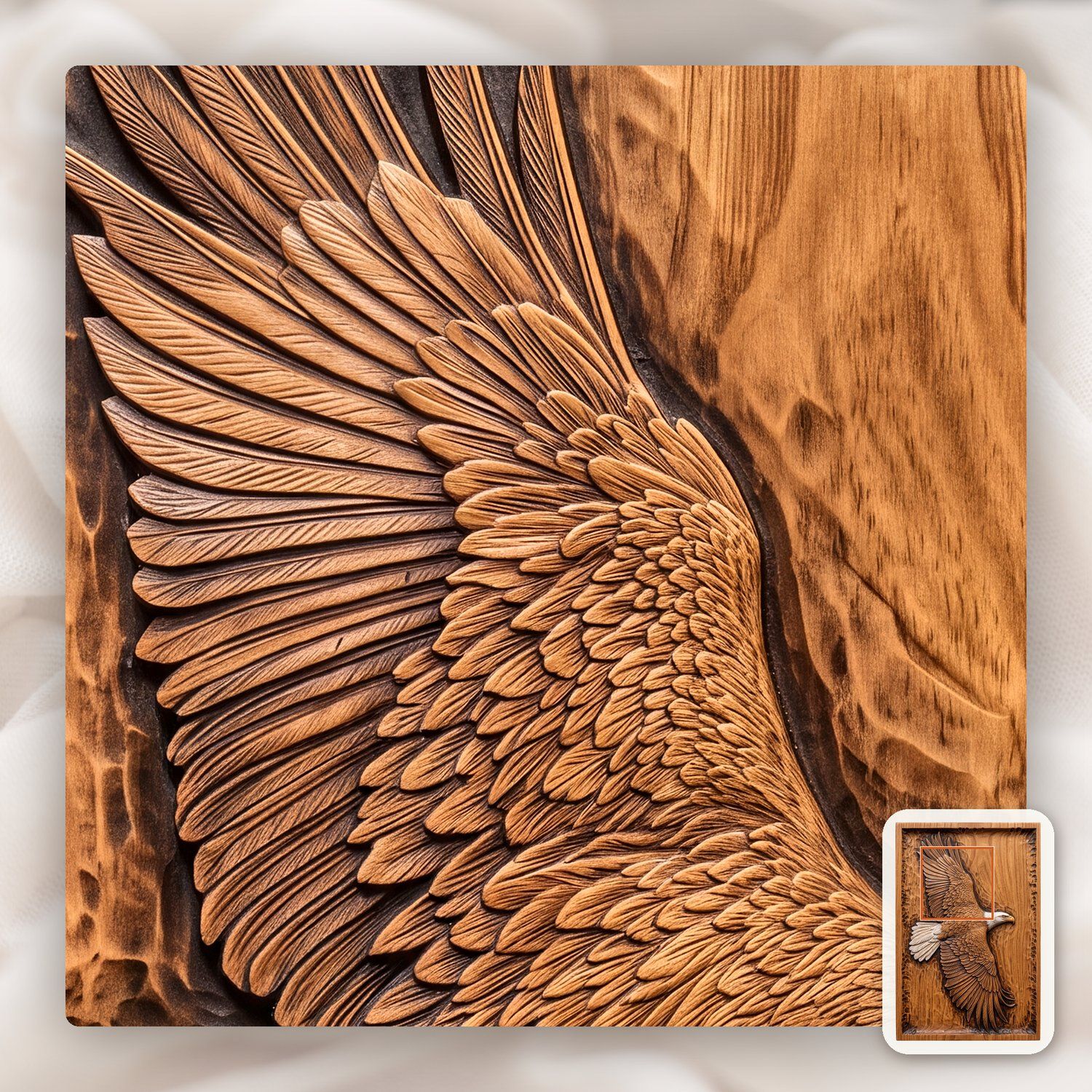Majestic Soaring Bald Eagle CNC Relief STL bas-relief STL — view 12